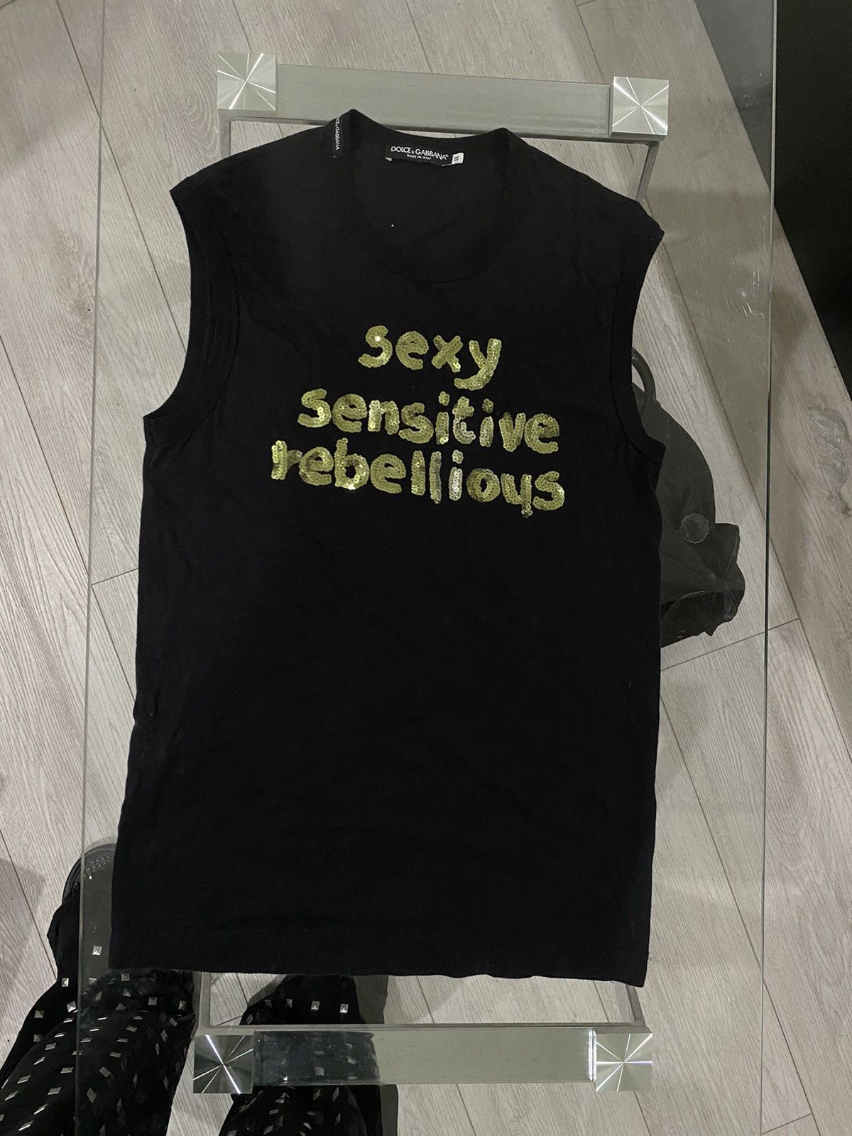 image of Dolce Gabbana Sequence Tank in Black, Men's (Size Medium)