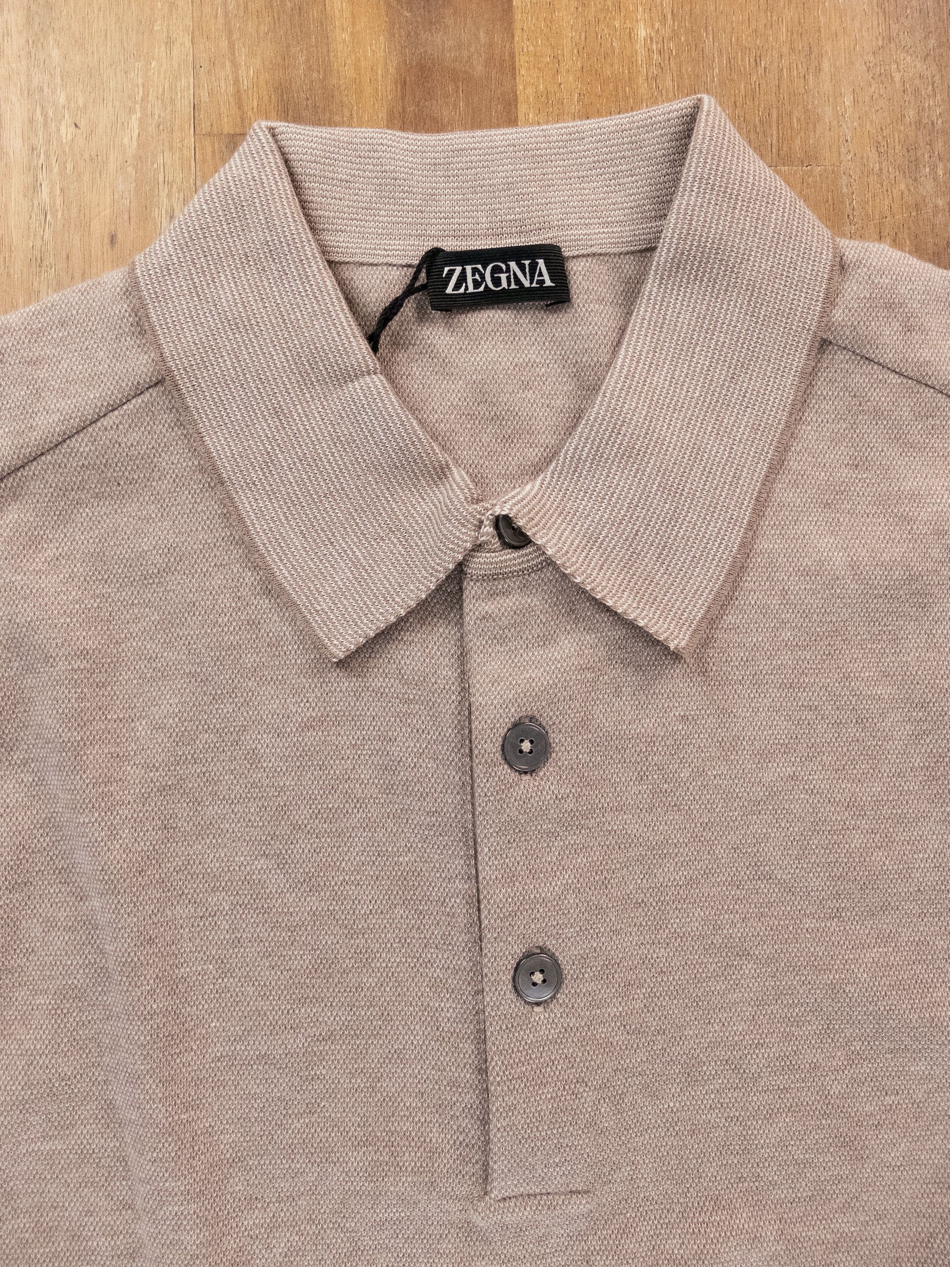 Ermenegildo Zegna ZEGNA beige long sleeve knit polo shirt Size Large Size US L / EU 52-54 / 3 - 5 Thumbnail