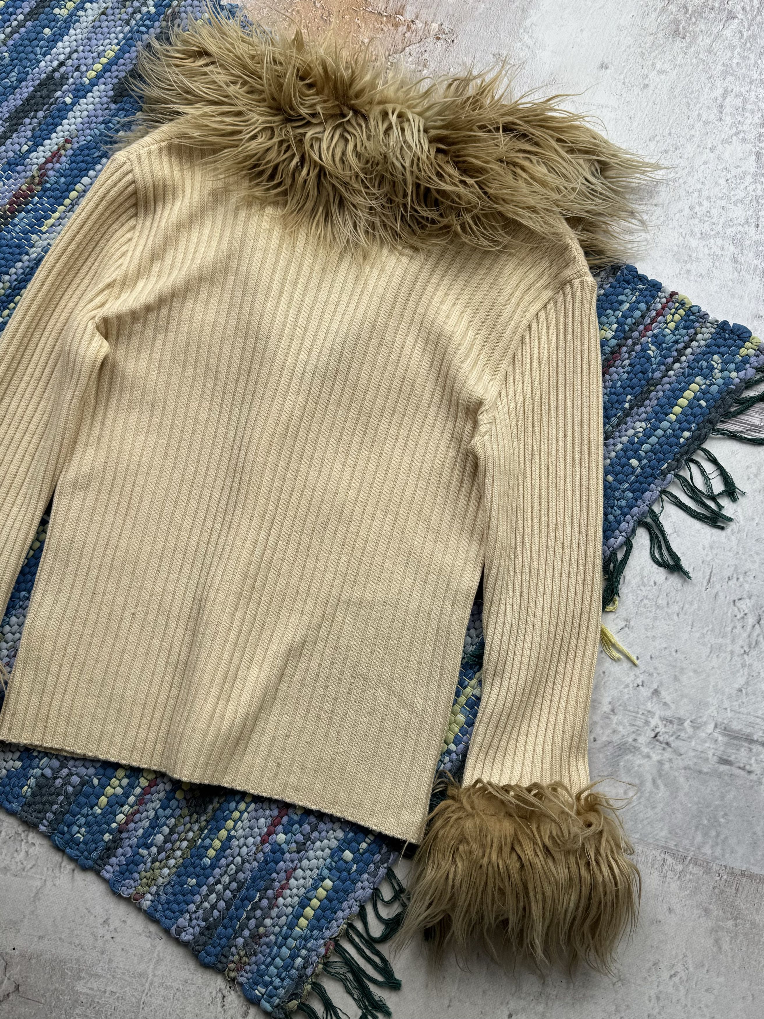 Vintage Vintage Ribbed Sweater With Faux Fur Details A608(790)D15 Size M / US 6-8 / IT 42-44 - 9 Thumbnail