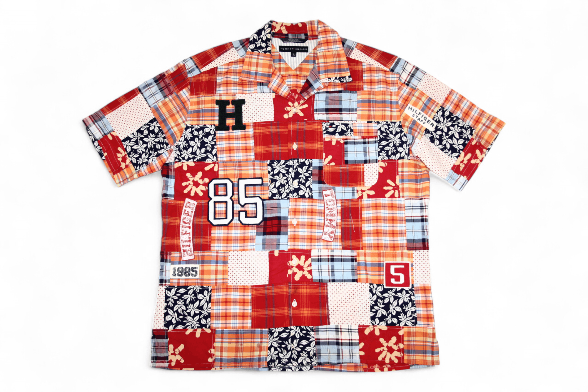 Tommy Hilfiger 💥Tommy Hilfiger Boro Sashiko Patchwork Hawaiian Shirt Size US XL / EU 56 / 4 - 9 Thumbnail