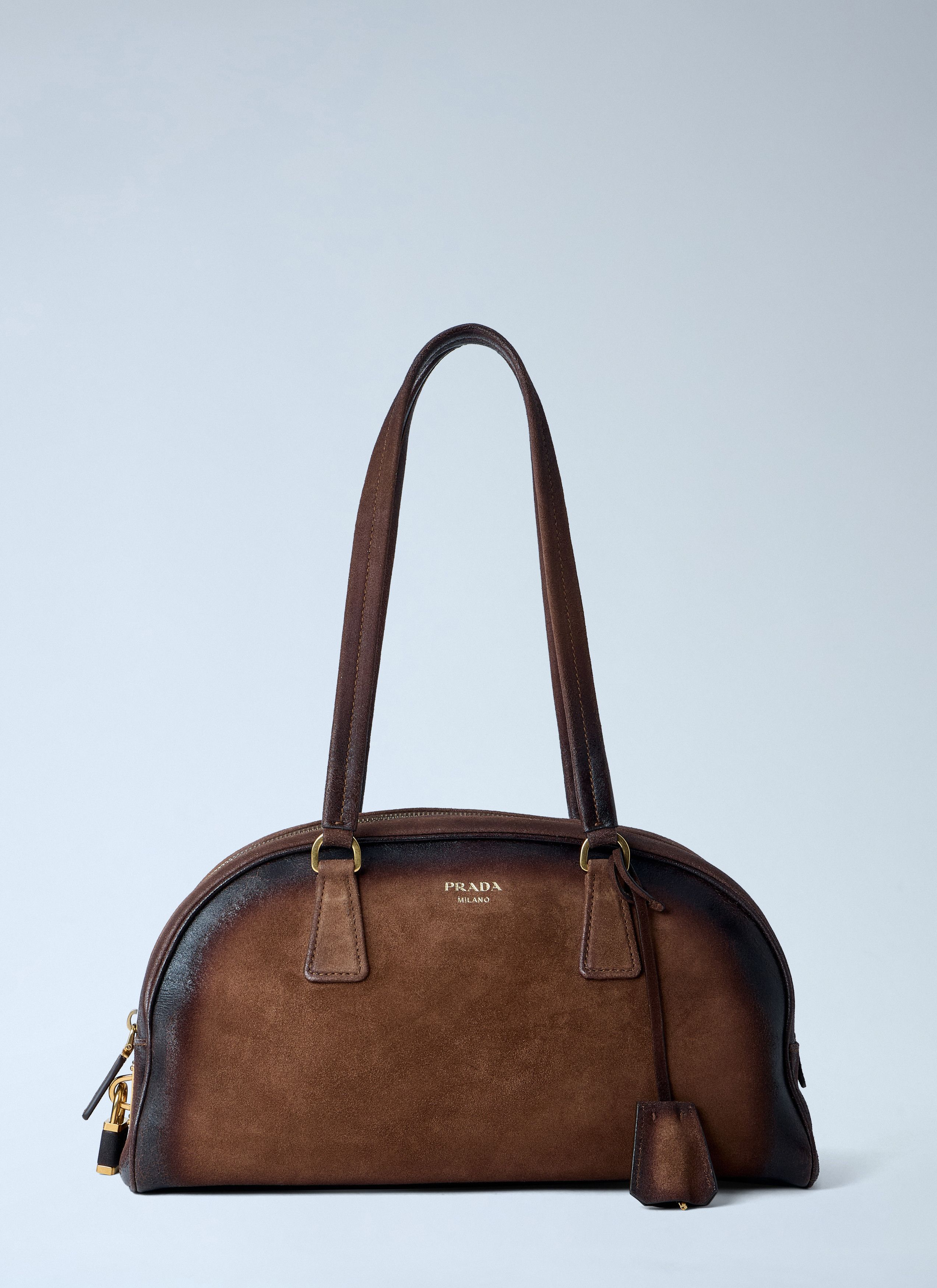 Prada Bowling Medium Suede Handbag Size ONE SIZE - 1 Thumbnail