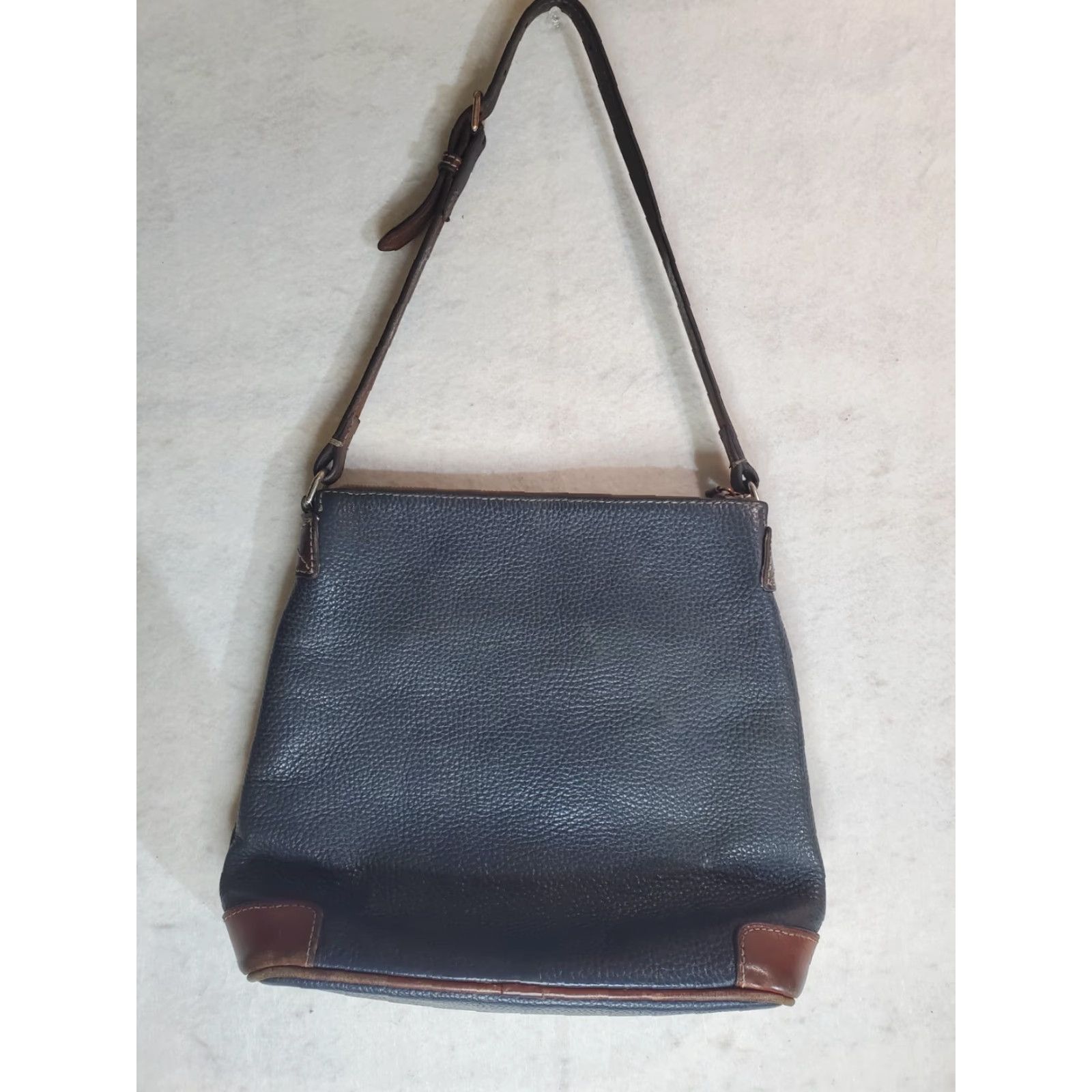 Dooney & Bourke VINTAGE Dooney & Bourke Signature Pebble Leather Crossbody Handbag - Aged Blue - Designer, Dooney & Bourke Bag, Crossbody, Leather, Pebbled, Womens Size ONE SIZE - 6 Thumbnail
