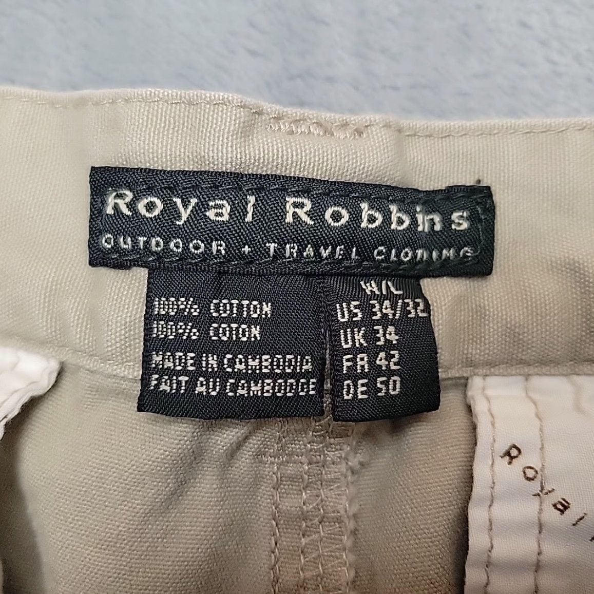 Royal Robbins VTG Royal Robbins Pants Men 34x32 Khaki 100% Cotton Canvas Chino Outdoor Hike Cargo Beige Front Flat Pocket Mens Size US 34 / EU 50 - 4 Thumbnail