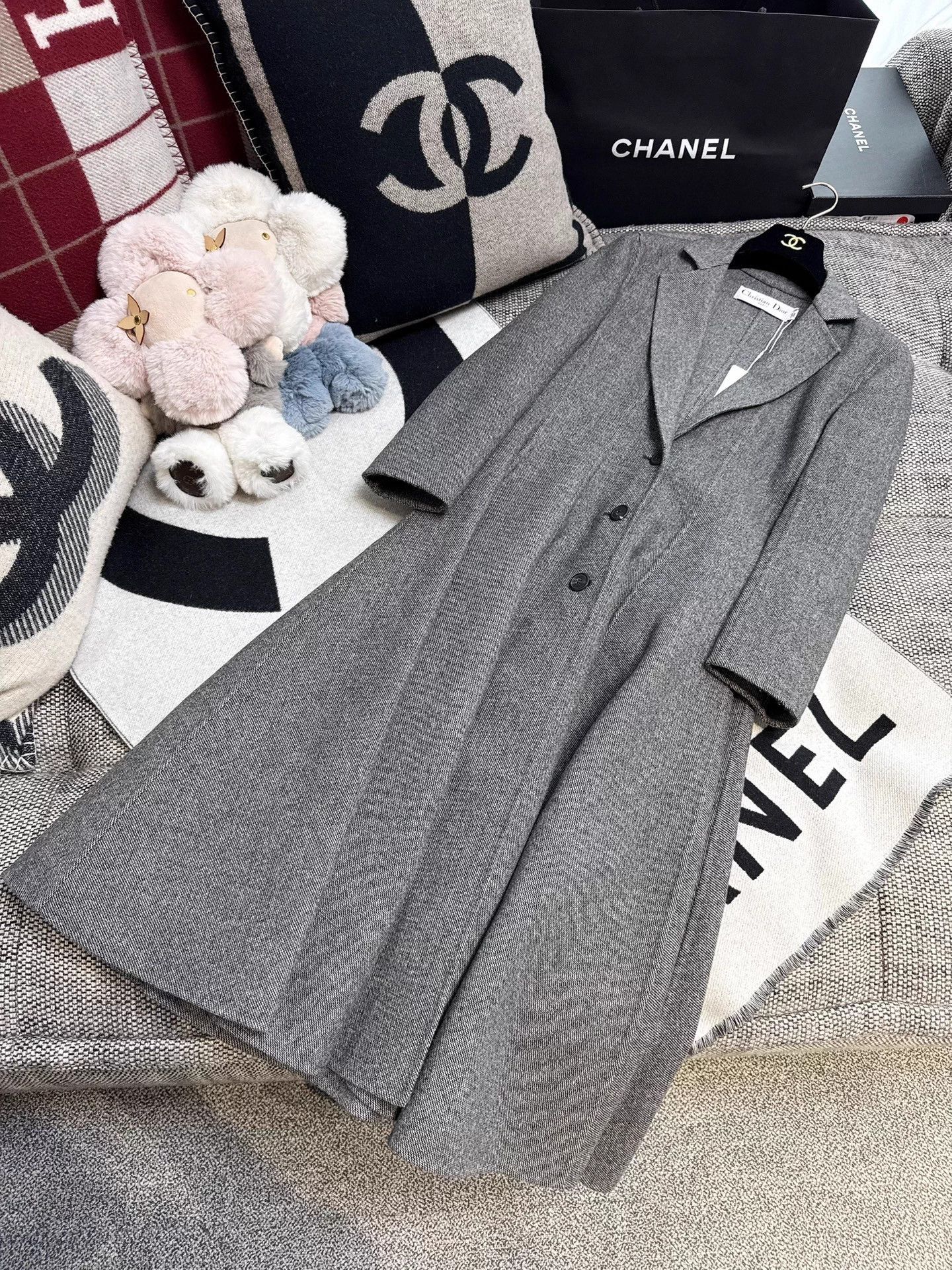 Dior Dior Gray Tweed Waist-Cinched Full Skirt Long Wool Coat 36 Size XS / US 0-2 / IT 36-38 - 4 Thumbnail