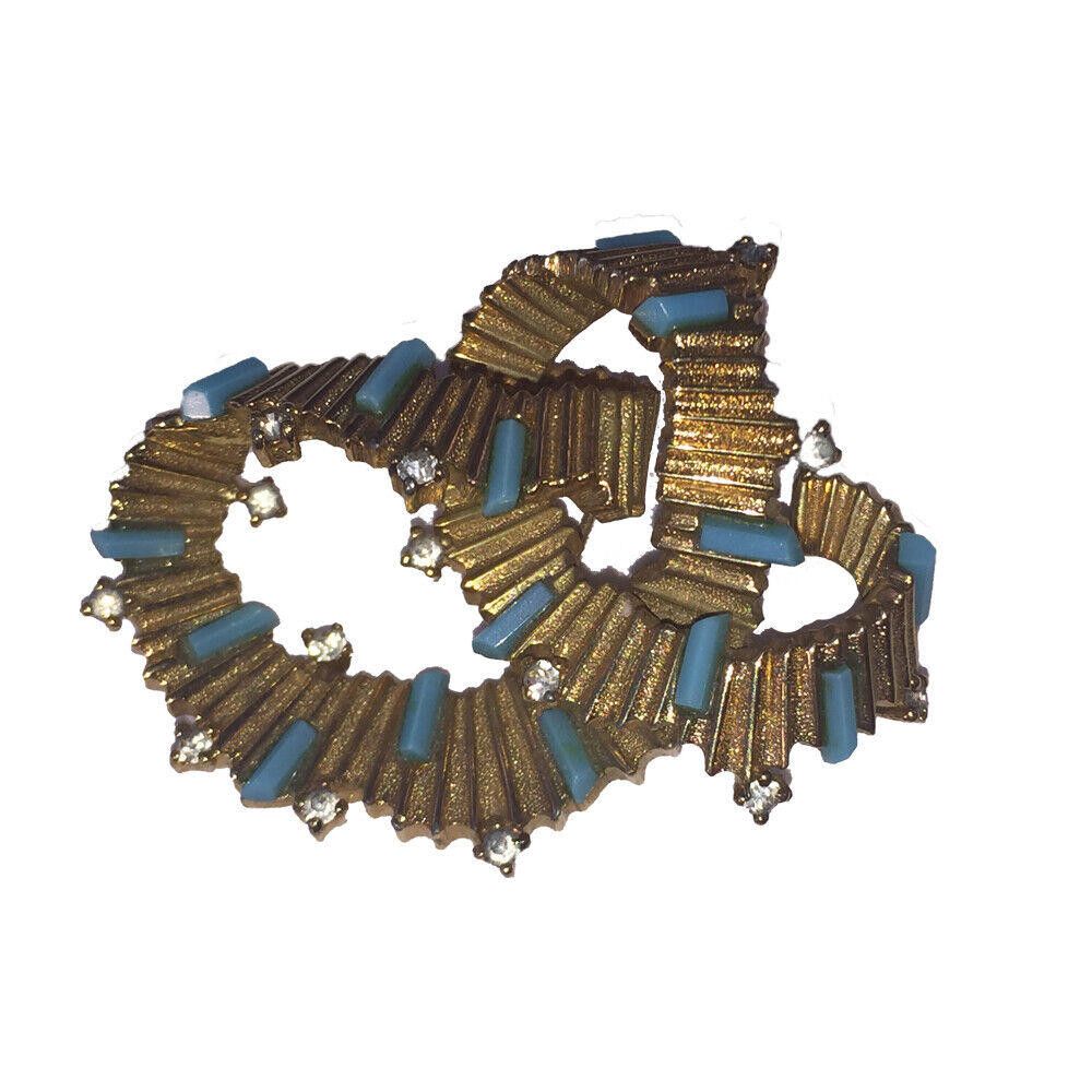Designer Jomaz Figural Pin with Simulated Turquoise and Rhinestones Size ONE SIZE - 2 Thumbnail