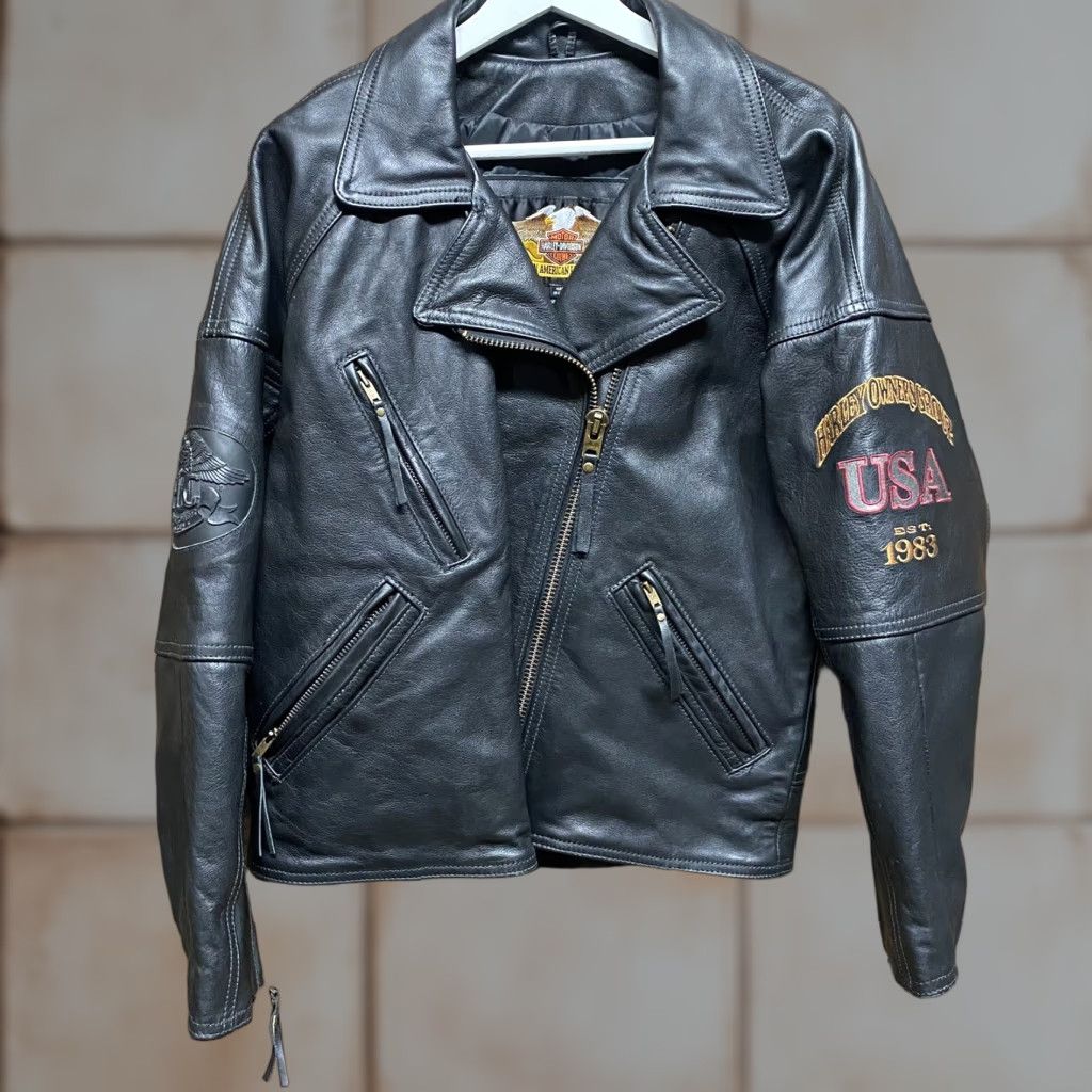 Harley Davidson VINTAGE Harley-Davidson Embroidered Women’s Leather Jacket Size S Black Size S / US 4 / IT 40 - 1 Thumbnail