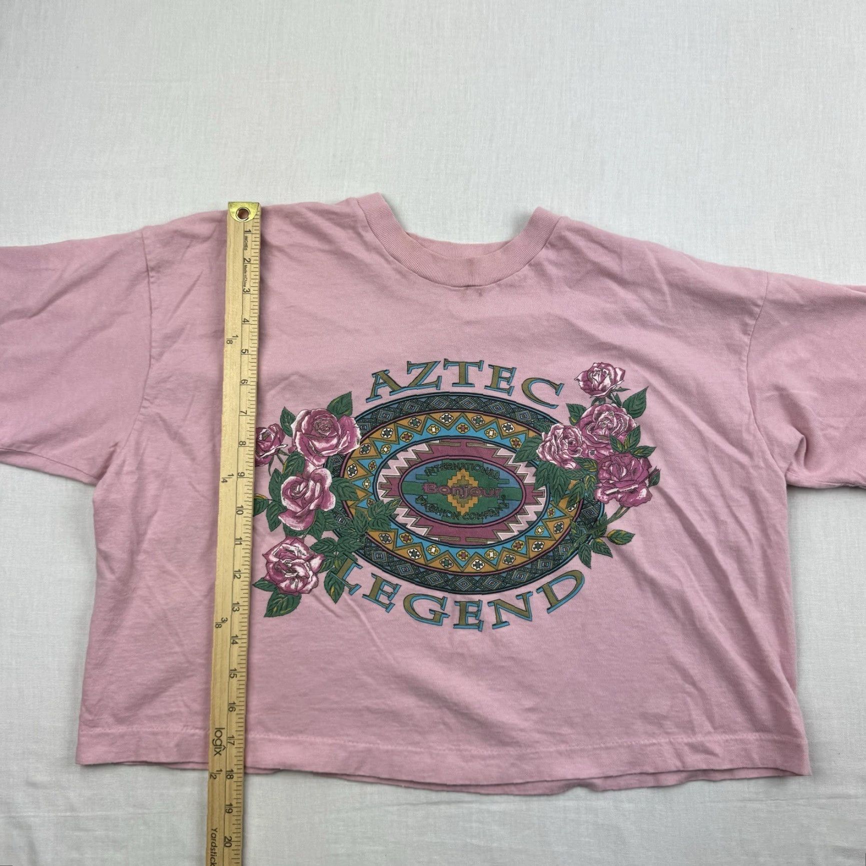 Vintage VINTAGE BonJour Crop Top Shirt Womens Large Pink Aztec 90s T-Shirt Cropped Crew Neck Short Sleeve Womens L Pink Aztec 90s Size L / US 10 / IT 46 - 7 Thumbnail