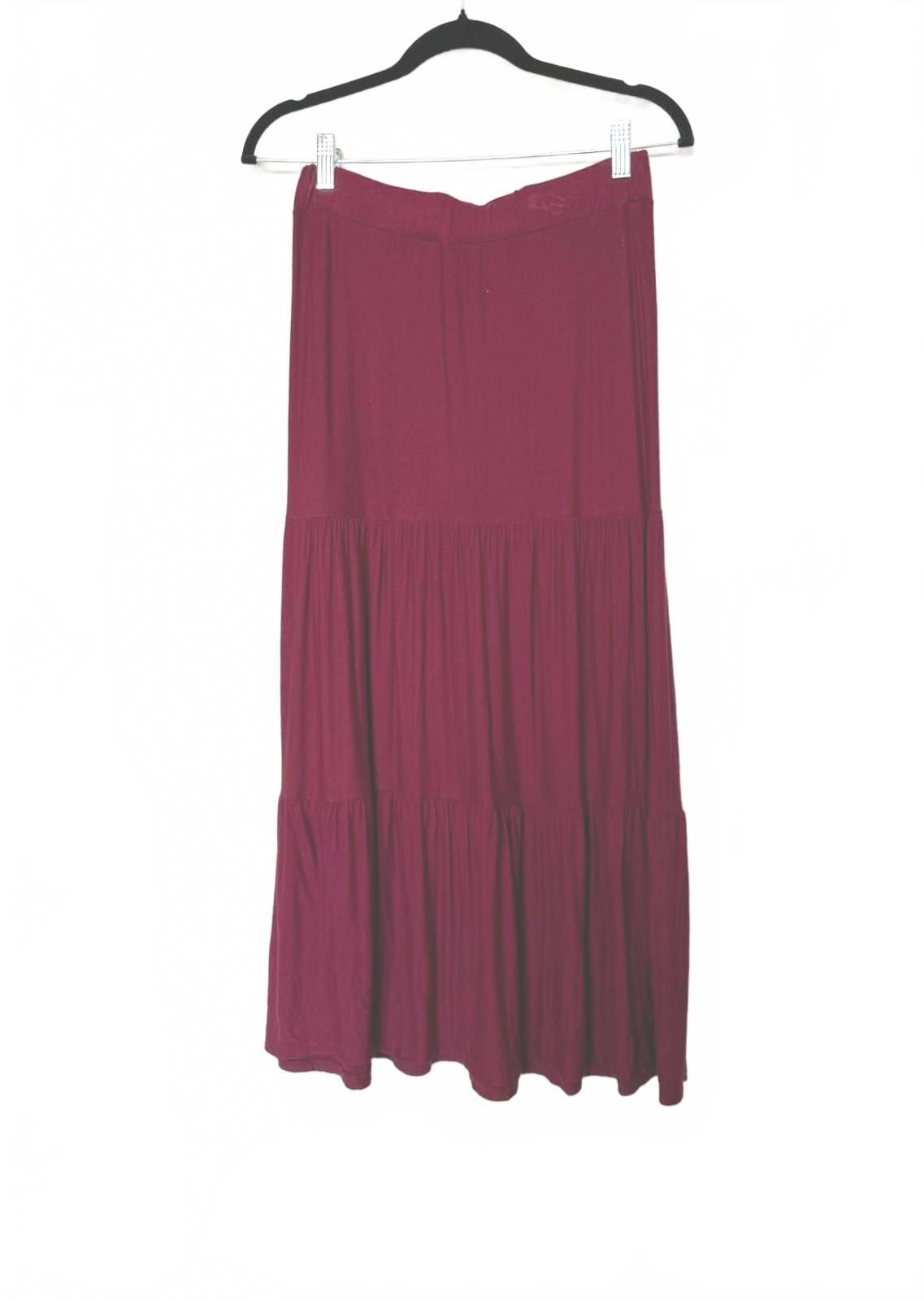 Designer Y2K Burgundy Red Maxi Tiered Peasant Skirt Size 32" / US 10 / IT 46 - 2 Thumbnail