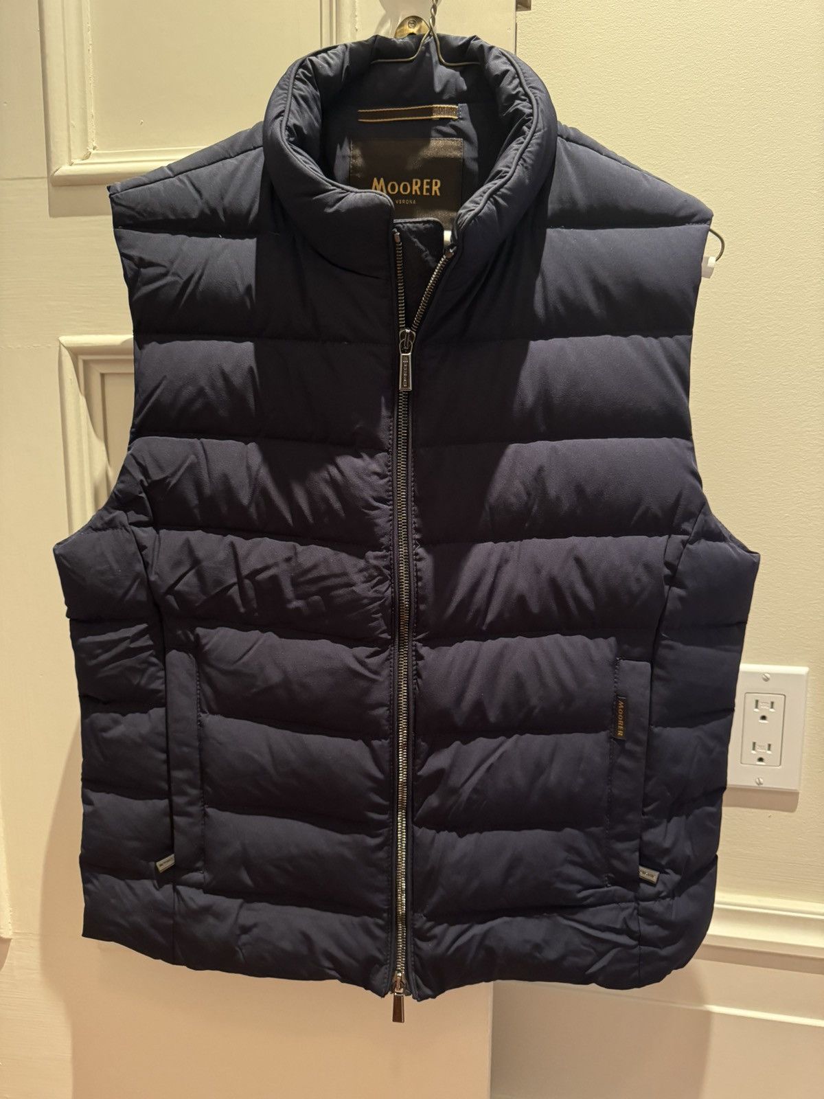 image of Moorer Verona Acqua Oliver-Kn Navy Blue Vest, Men's (Size Medium)