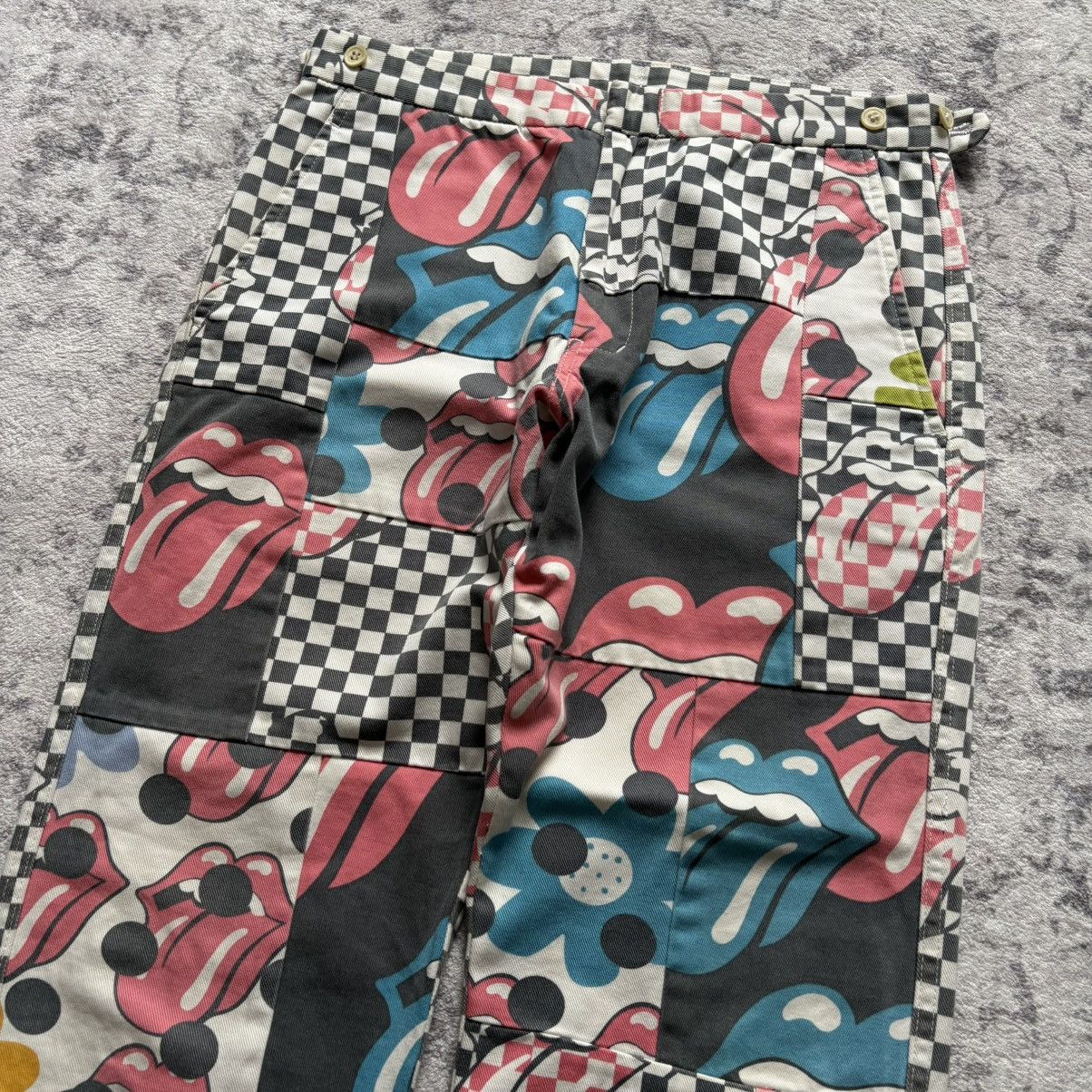 Comme des Garcons Homme Plus CDG Homme Plus Rolling Stones Tongue Lips Patchwork Pants Size US 29 - 3 Thumbnail