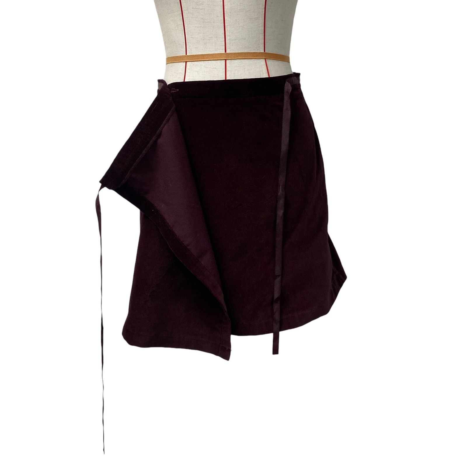 Vintage Vintage Bonnie Evans Burgundy Velvet Wrap Skirt Size 29" - 3 Thumbnail