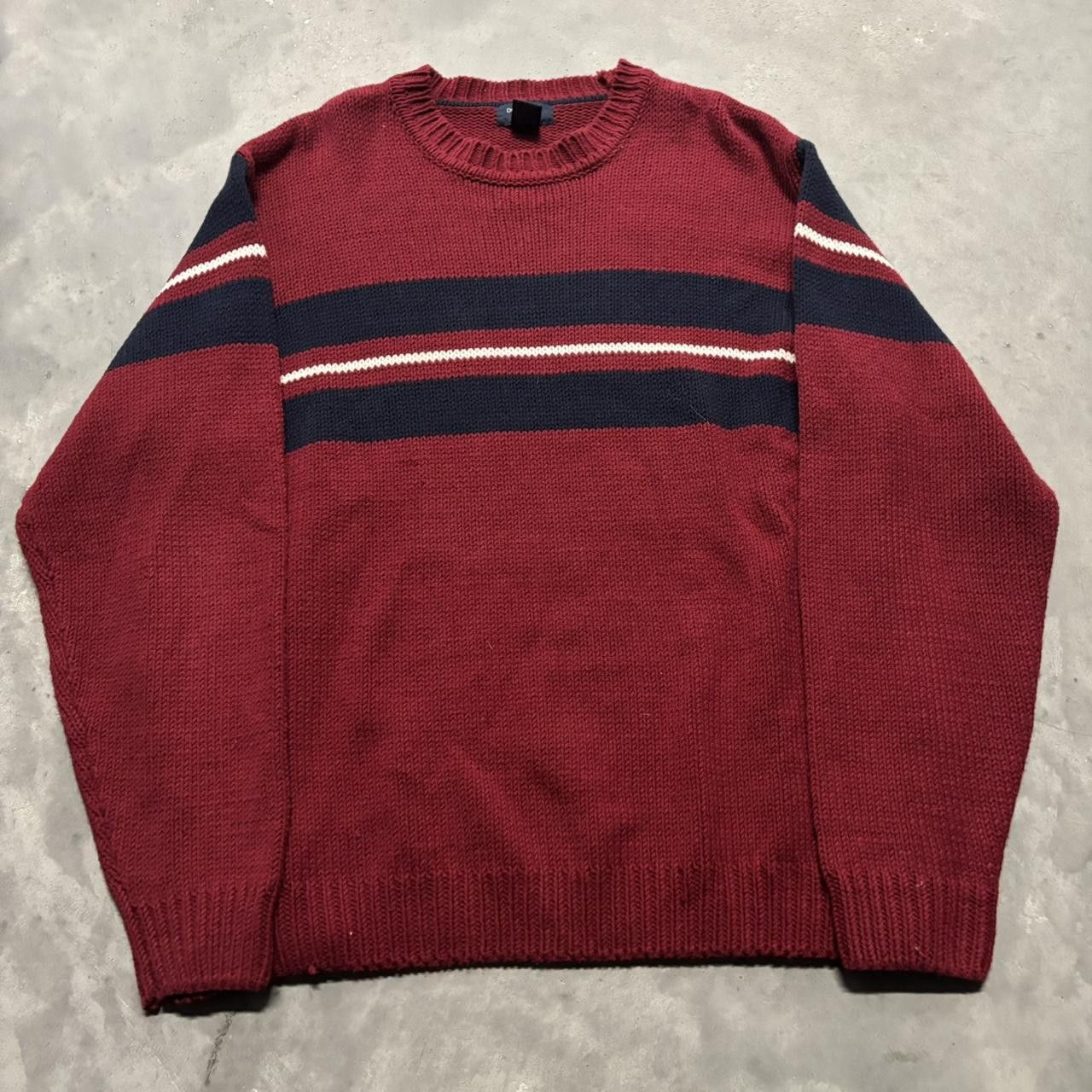 Japanese Brand × Vintage Crazy Vintage Y2K/2000s Grunge Red Striped Streetwear Baggy Skater Essential Sweater! Size US L / EU 52-54 / 3 - 1 Thumbnail