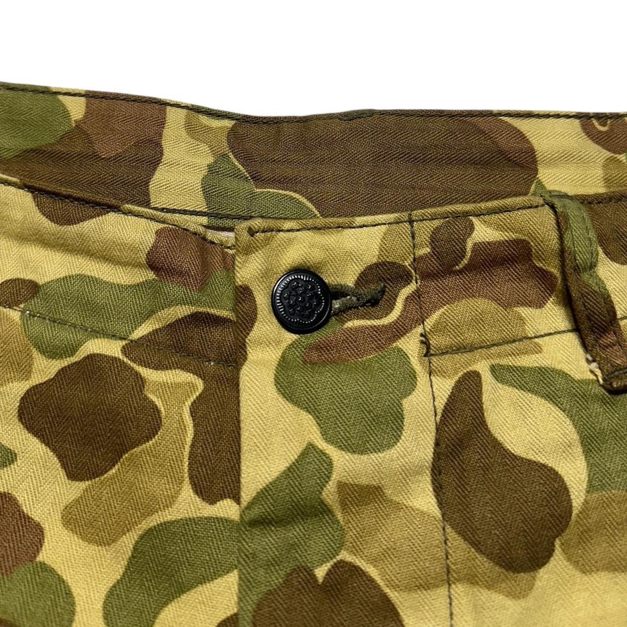 Vintage Frogskin Duck Camo Herringbone Military Cargo Shorts