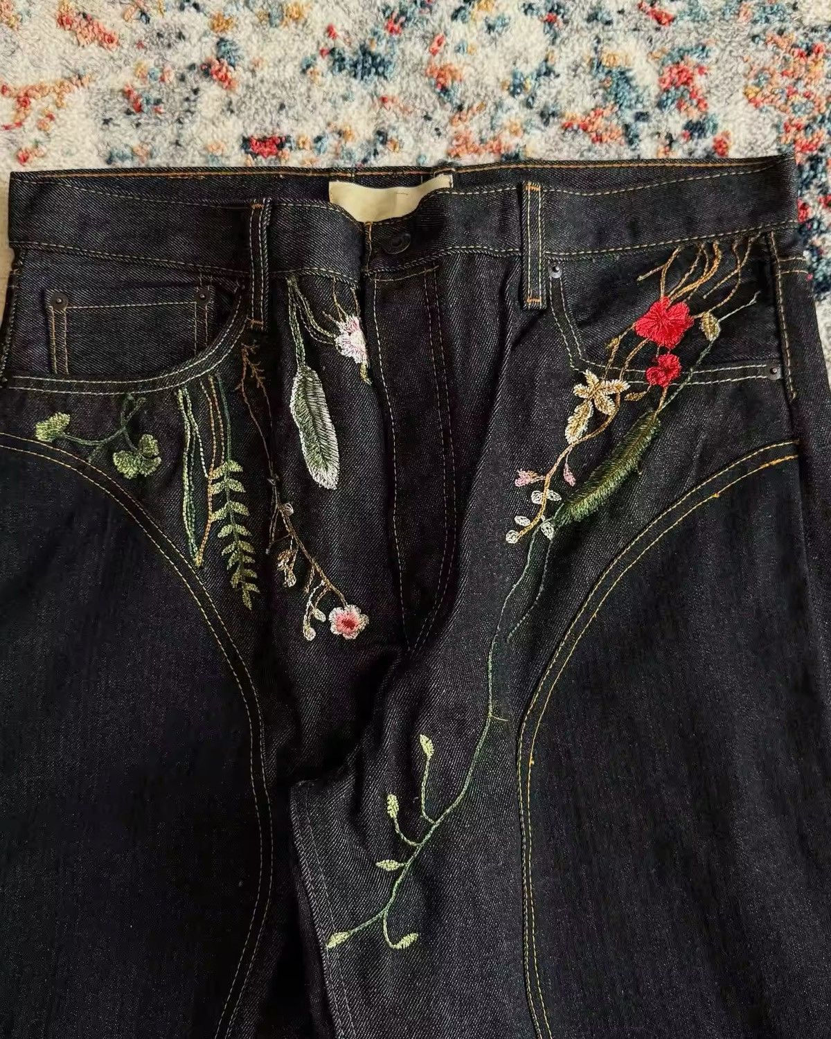 Jean Y2K Embroidery Streamlined Blossom Baggy Jean Size US 30 / EU 46 - 3 Thumbnail