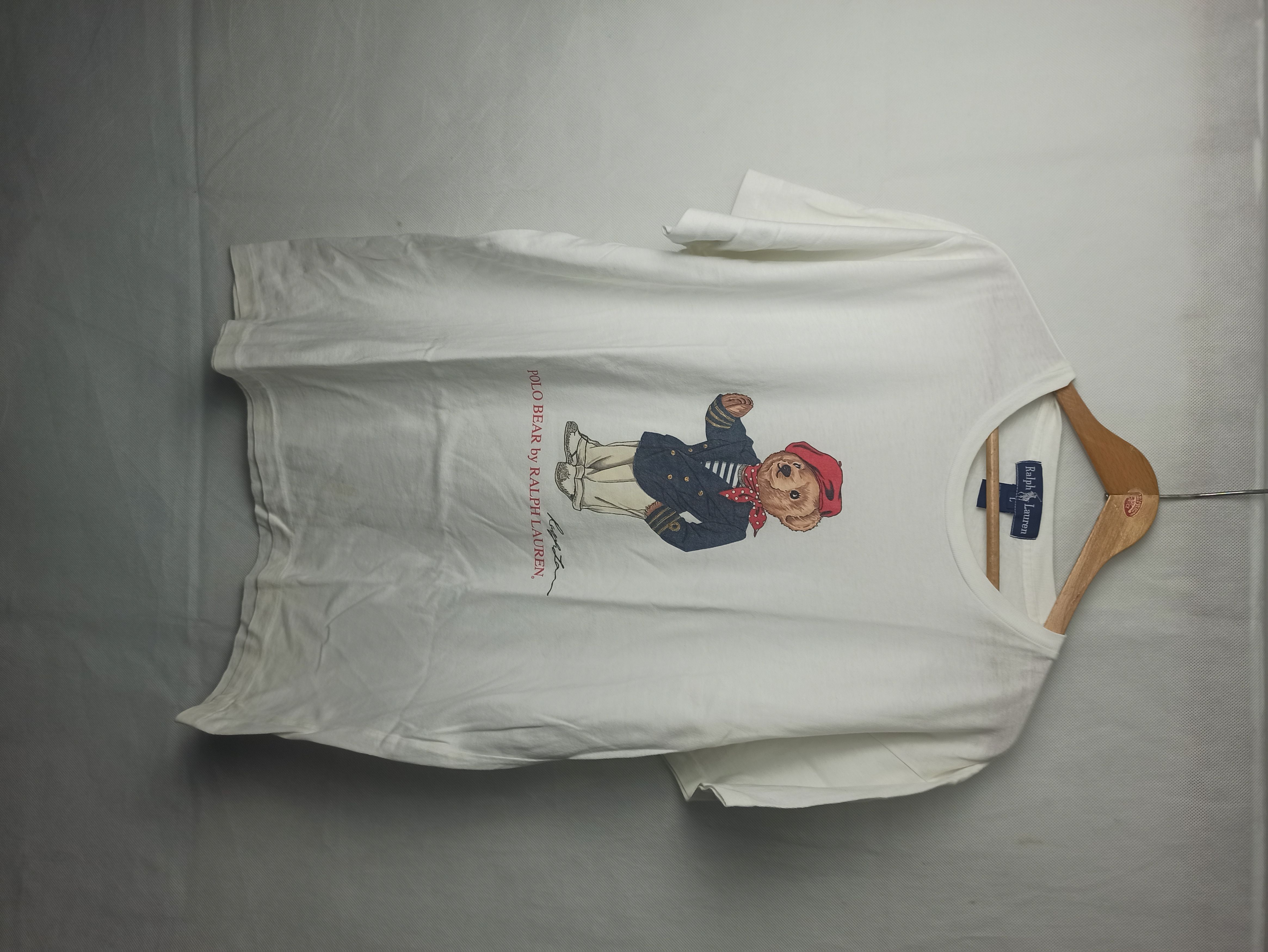 image of 80's Vintage Polo Bear Ralph Laurent T-Shirt in White, Men's (Size Large)