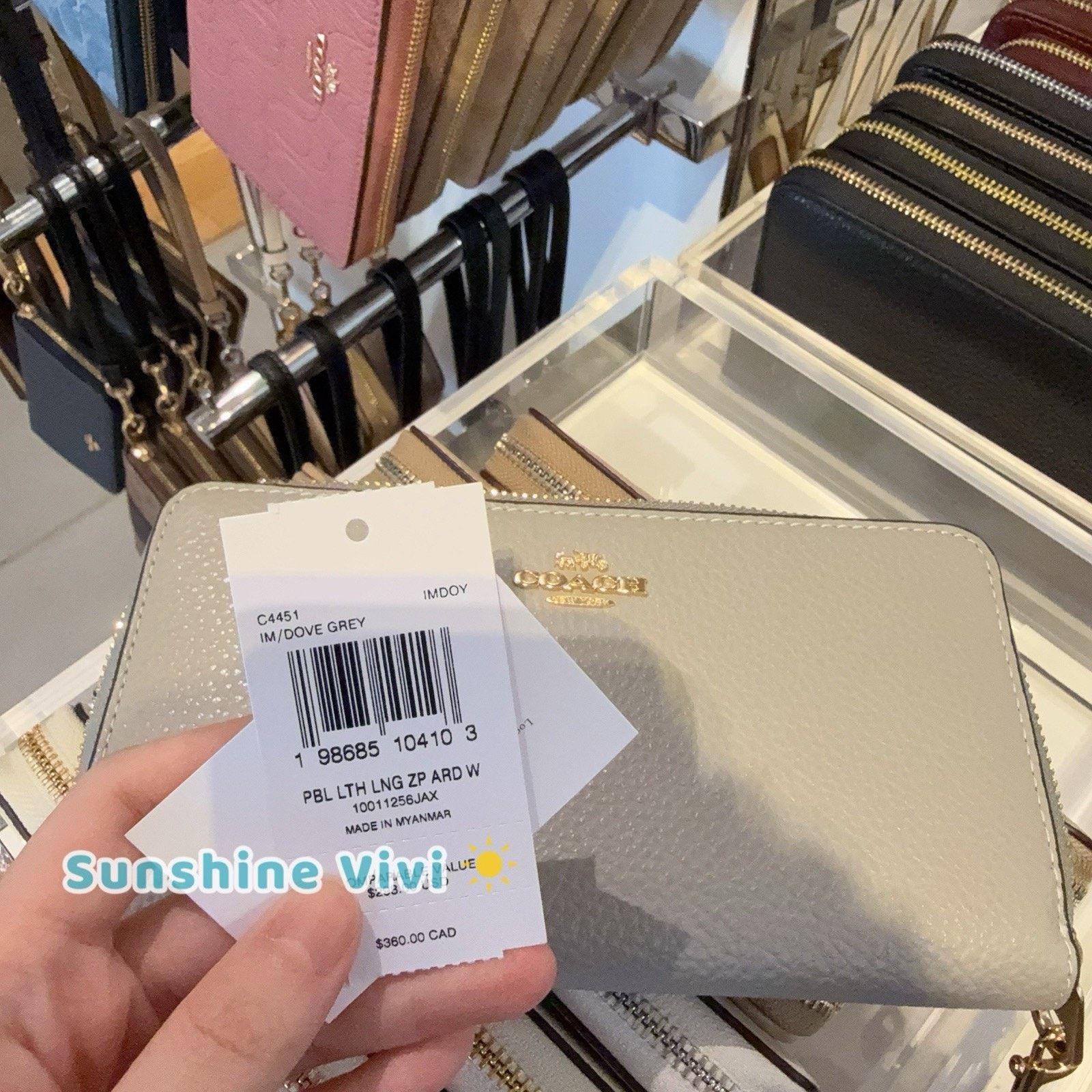 Coach NWT Coach Long Zip Around Wallet Leather C4451, DOVE GREY Size ONE SIZE - 5 Thumbnail