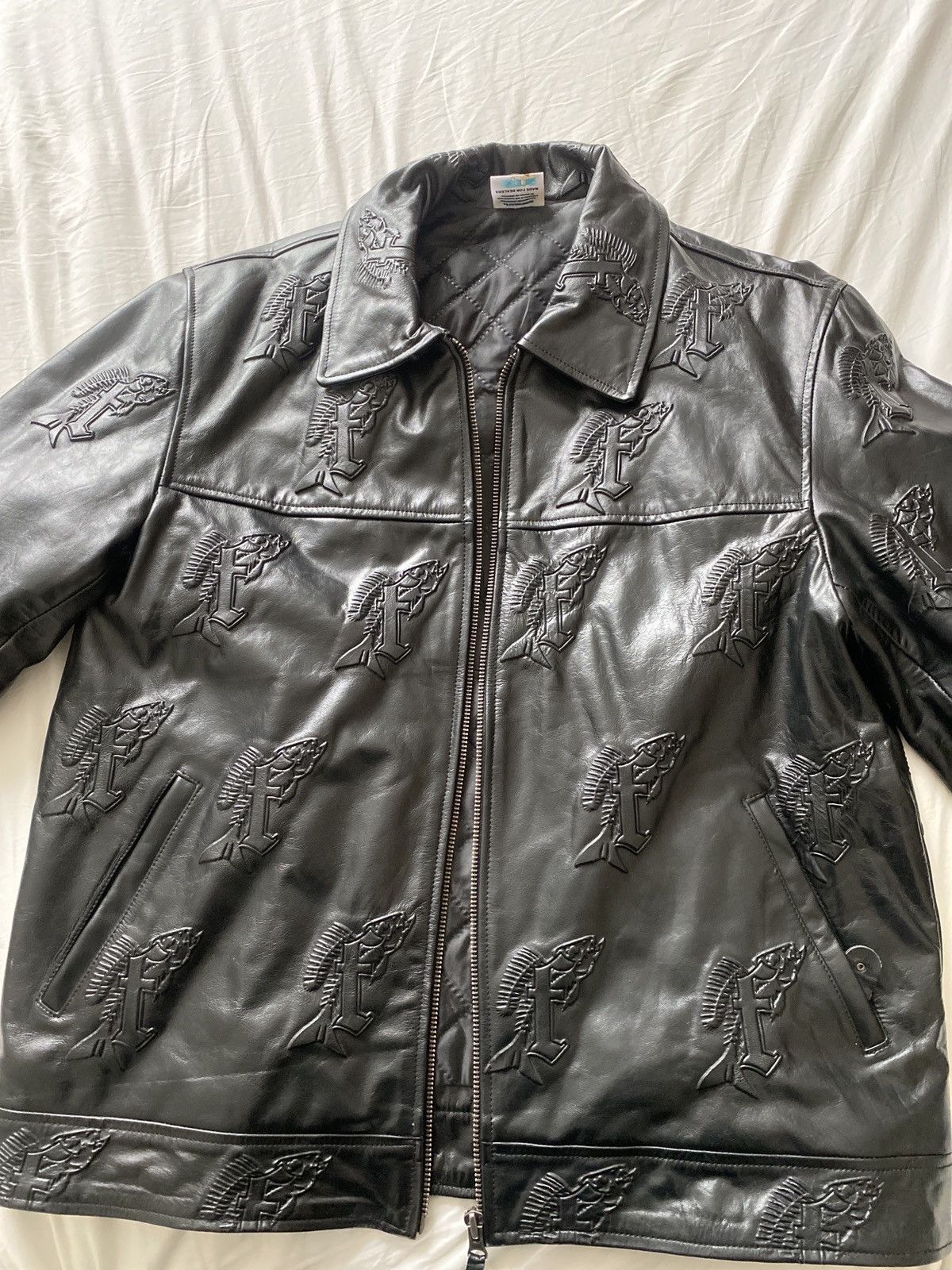 Other Fishing for Scale by Kobe Fisher - Logo Leather Jacket Size US L / EU 52-54 / 3 - 2 Thumbnail