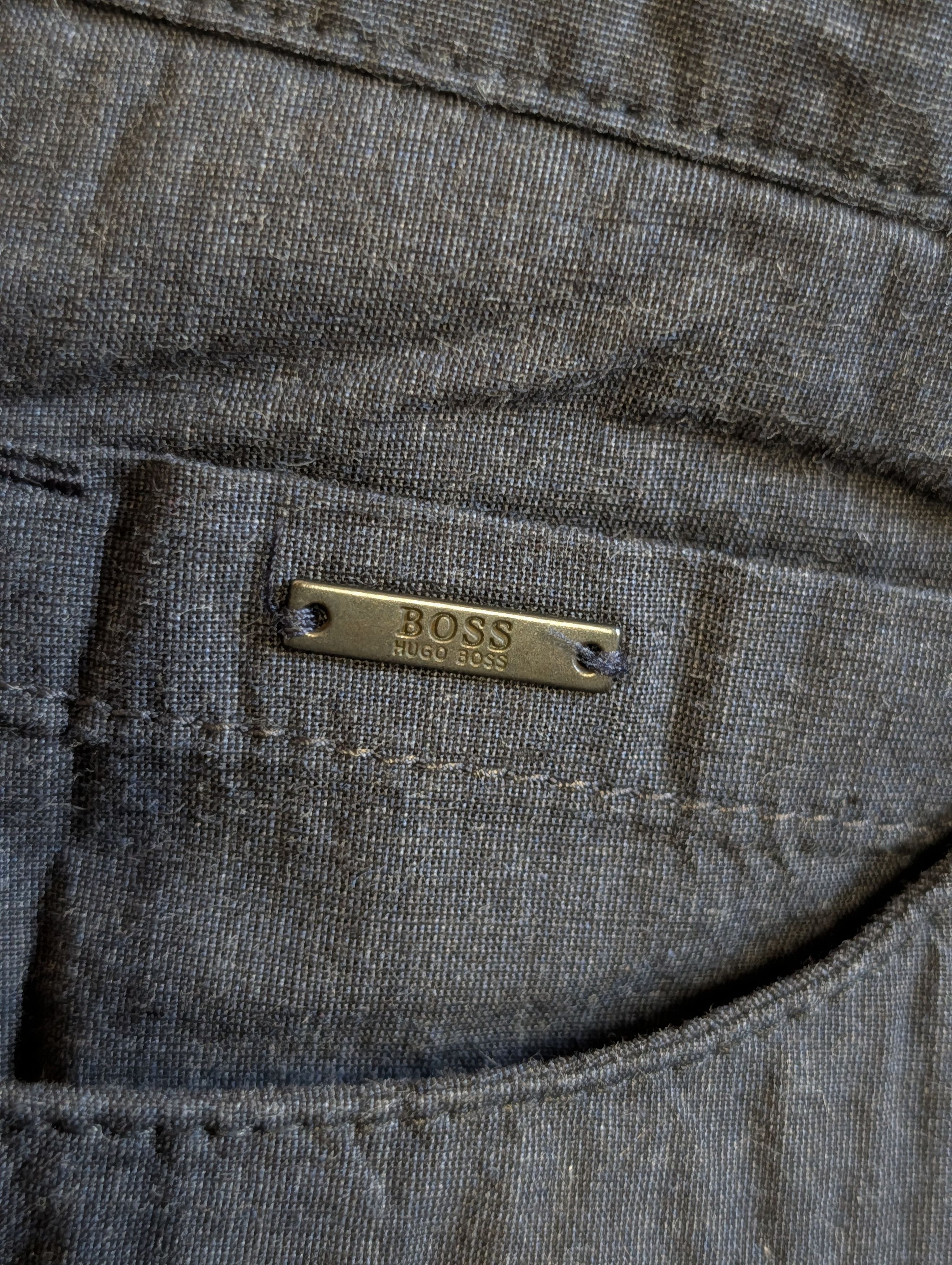 Hugo Boss Gray/blue textured logo badge cotton chino pants 32 Size US 32 / EU 48 - 4 Thumbnail