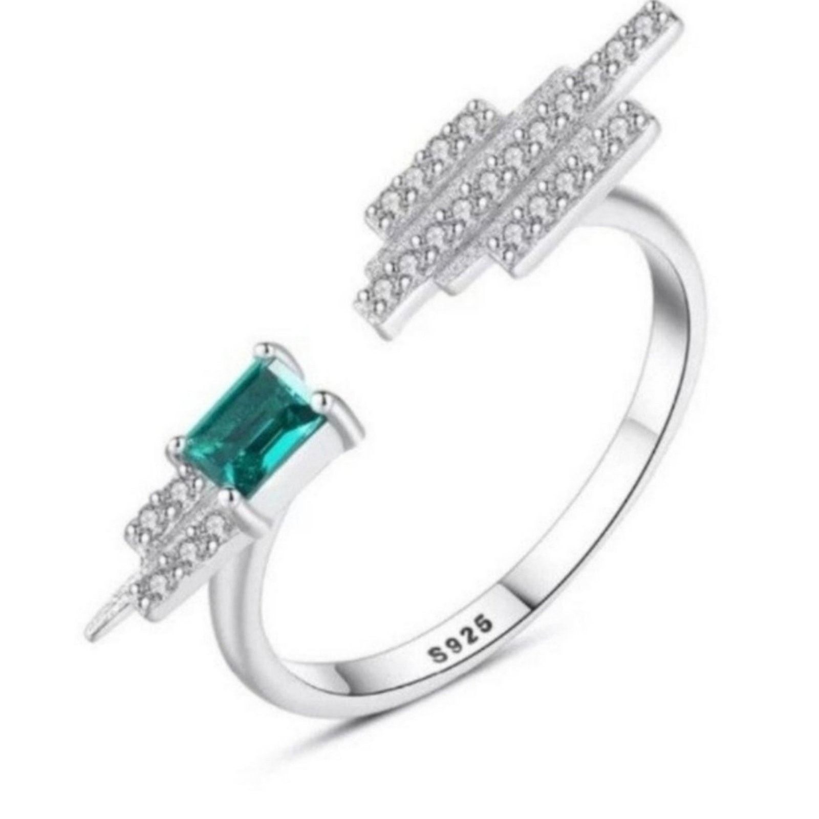 Other Gemstone Emerald Cut Topaz Open Adjustable Green OS NWT Size ONE SIZE - 4 Thumbnail