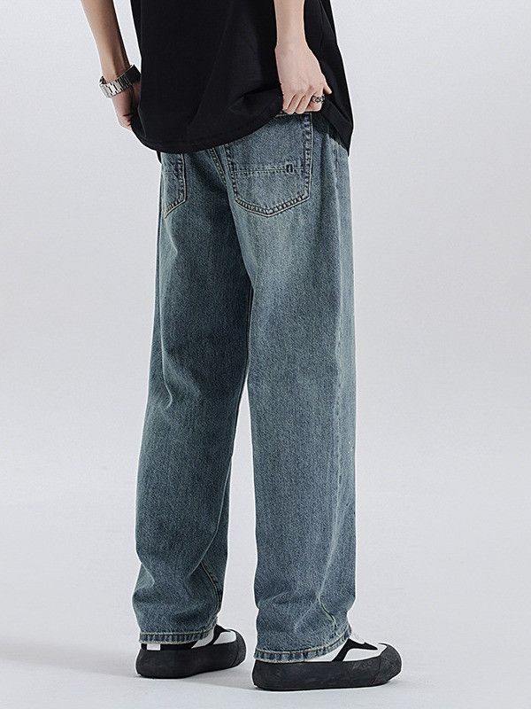 Japanese Brand Men's retro washed splatter-painted straight loose jeans Size US 32 / EU 48 - 4 Thumbnail