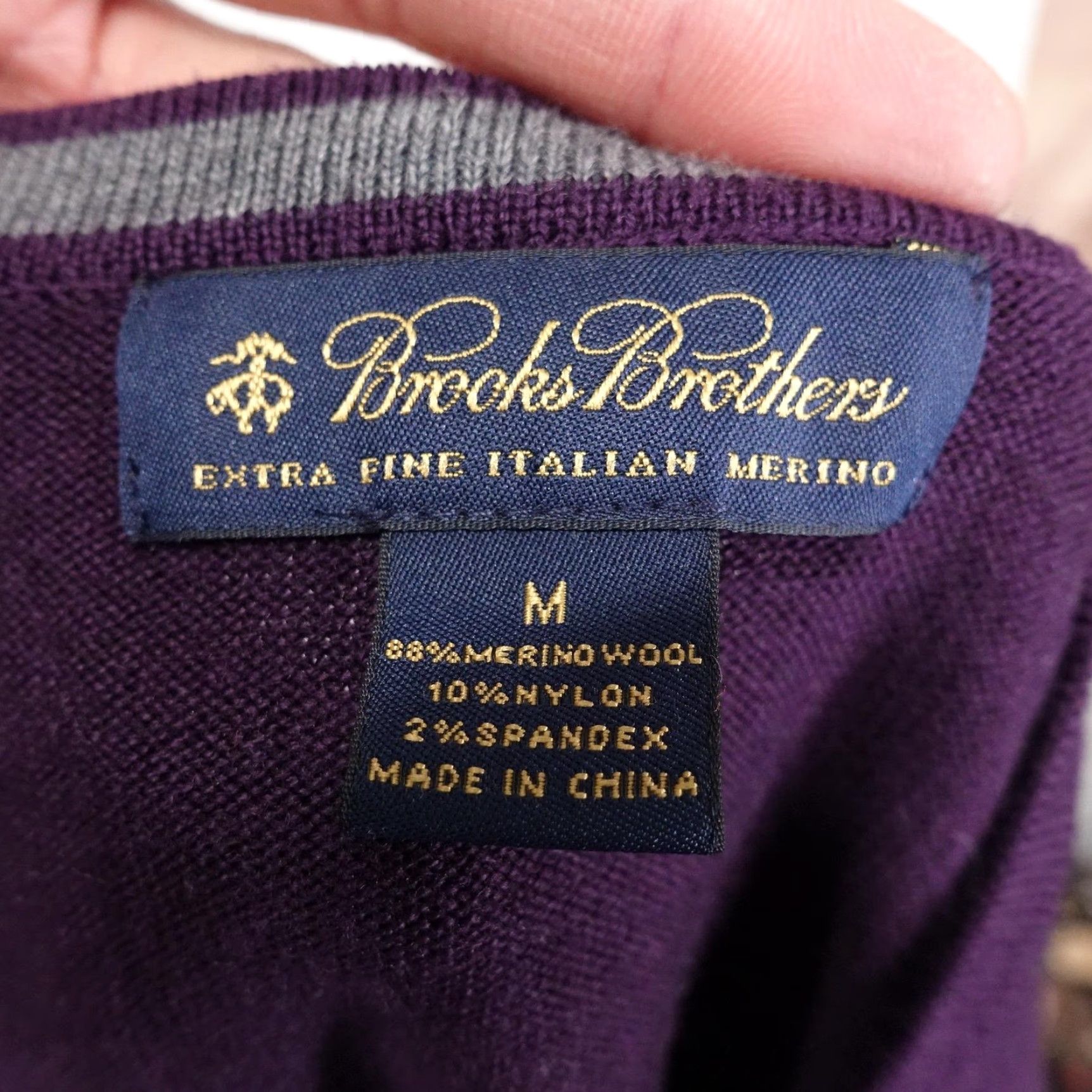 Brooks Brothers Brooks Brothers Sweater Mens Medium Purple V-Neck Merino Wool Pullover Knit Size US M / EU 48-50 / 2 - 6 Thumbnail