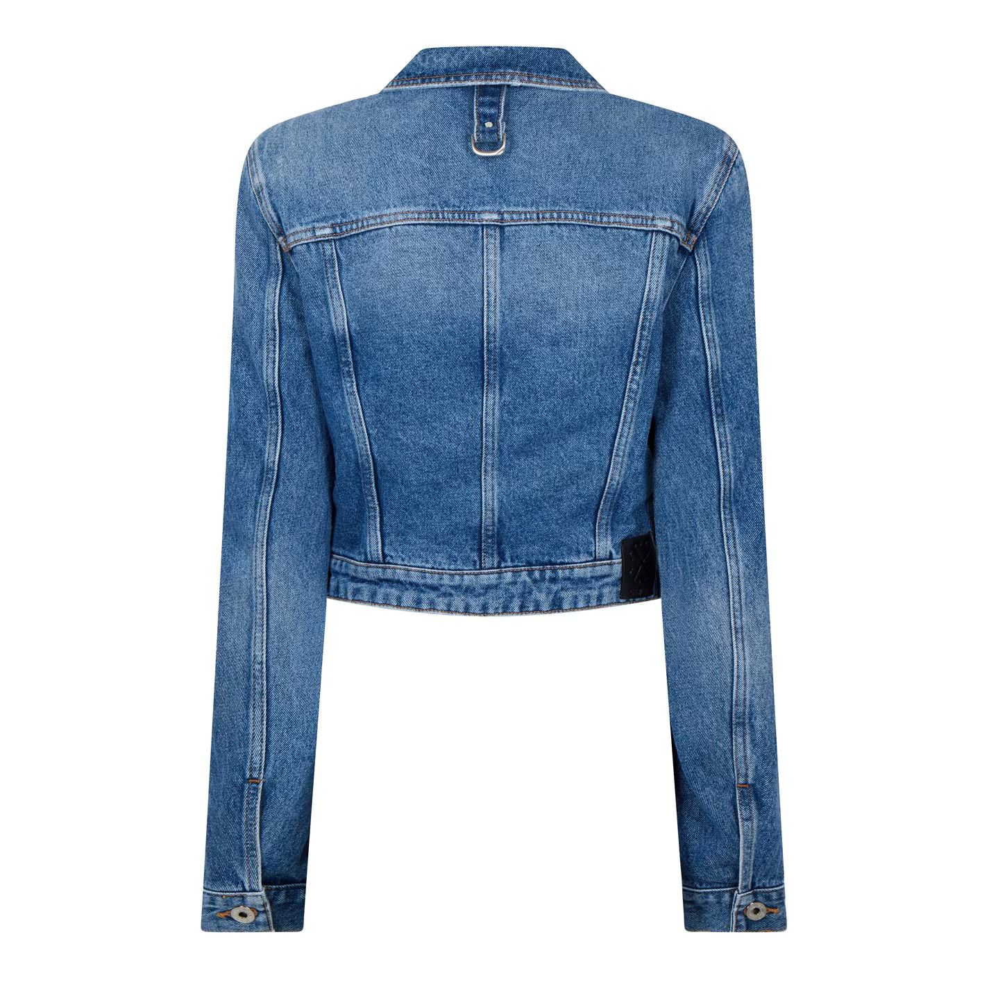 Off-White o1g2r1mq0125 Cargo Cropped Denim Jacket in Blue Size M / US 6-8 / IT 42-44 - 2 Thumbnail