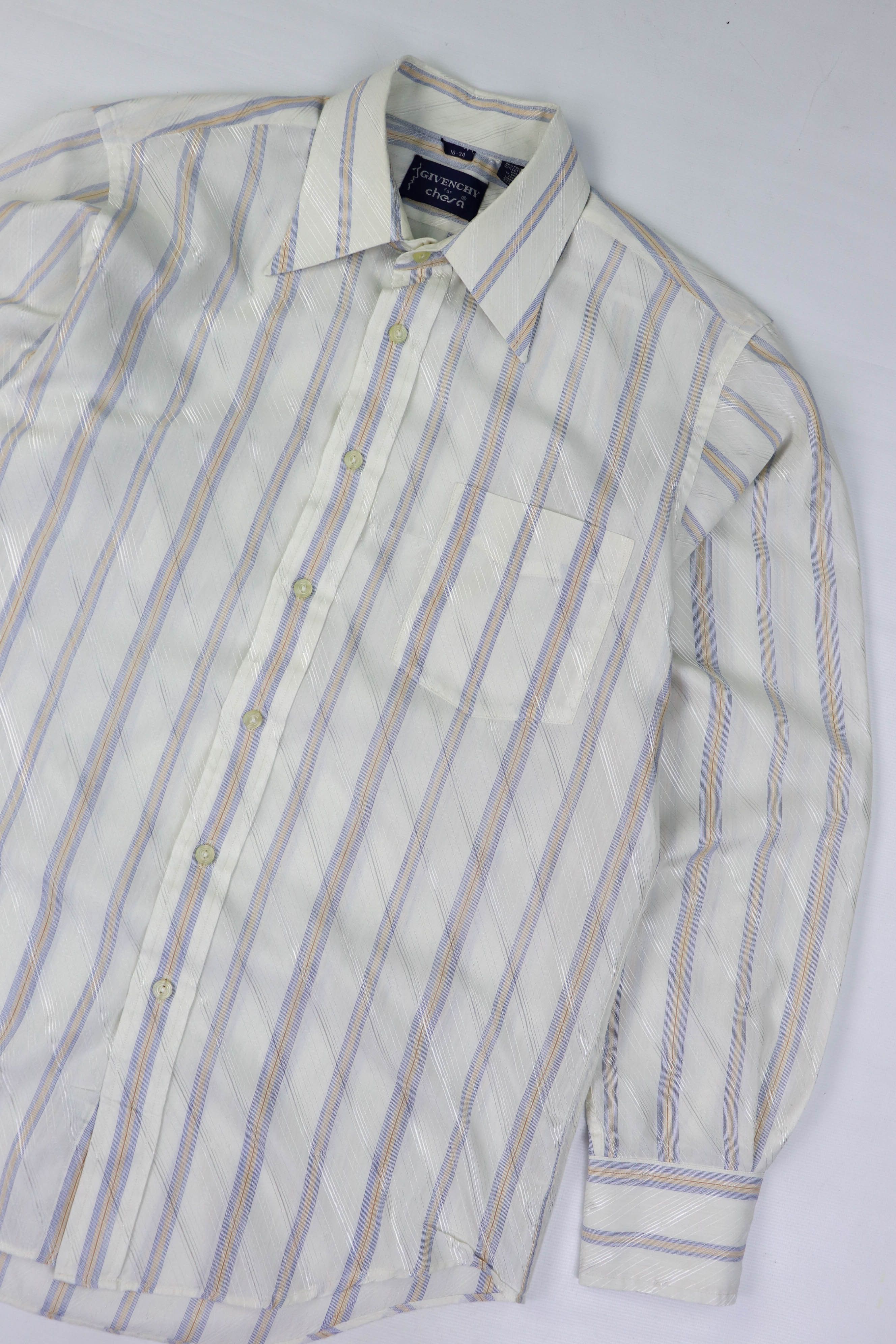 Givenchy Givenchy 60-70s Vintage Made in Hong Kong Striped Shirt Size US L / EU 52-54 / 3 - 5 Thumbnail