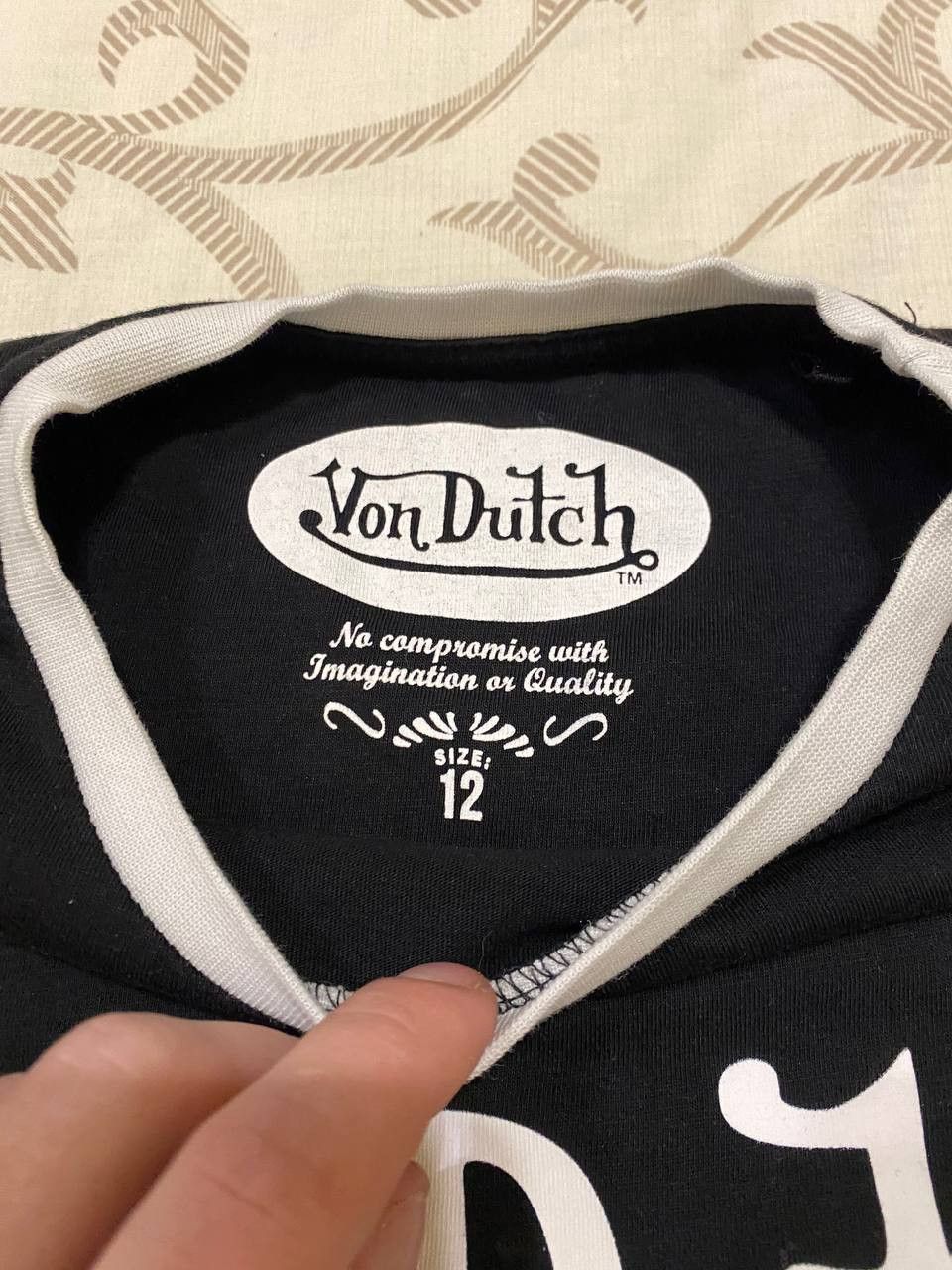Von Dutch Vintage Y2K Von Dutch Logo Black Cropped Baby Tee Size XL / US 12-14 / IT 48-50 - 6 Thumbnail