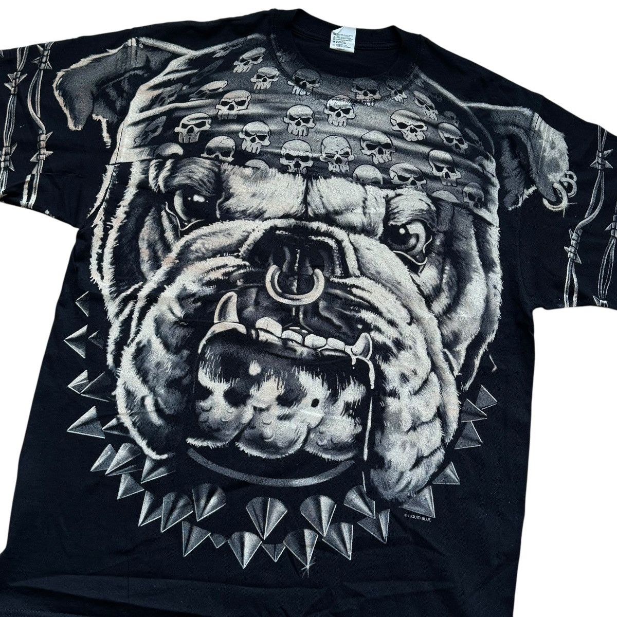 liquid blue bull dog barbed wire all over print shirt