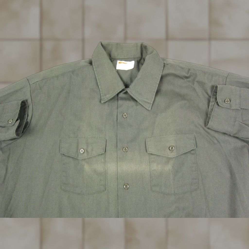 Imperial VINTAGE Key Imperial Shirt Mens 18.5 Green Canvas Work Leisure 70s Made in USA Size US XXL / EU 58 / 5 - 1 Thumbnail