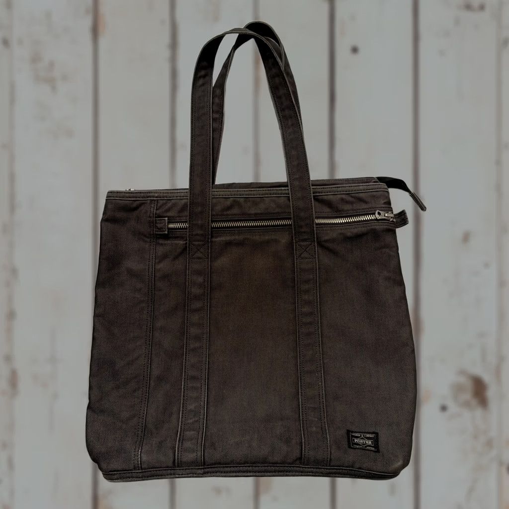 Rue Porter Porter Yoshida Canvas Zip Tote Shopping School Bag Hiking City Made Japan Tote Unisex Adults Gray Nylon Pockets Zip Closure Size ONE SIZE - 1 Thumbnail