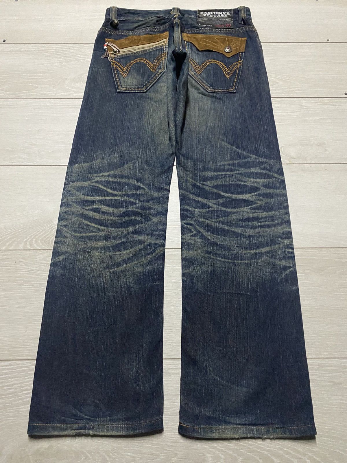Edwin Vintage Edwin XV Mud Wash Honeycomb Distressed Loose Jeans Size US 31 - 2 Thumbnail