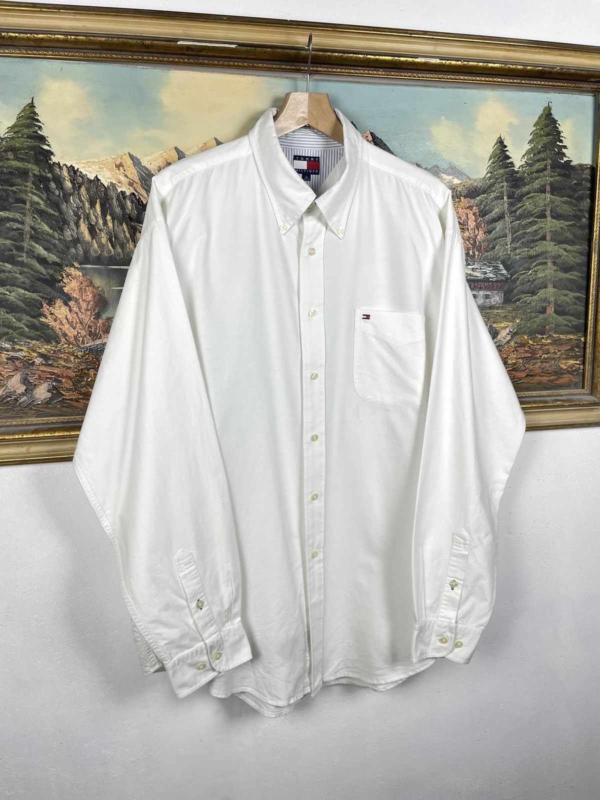 Tommy Hilfiger Tommy Hilfiger Vintage 90s White Shirt Luxury Old Money Size US XL / EU 56 / 4 - 2 Thumbnail