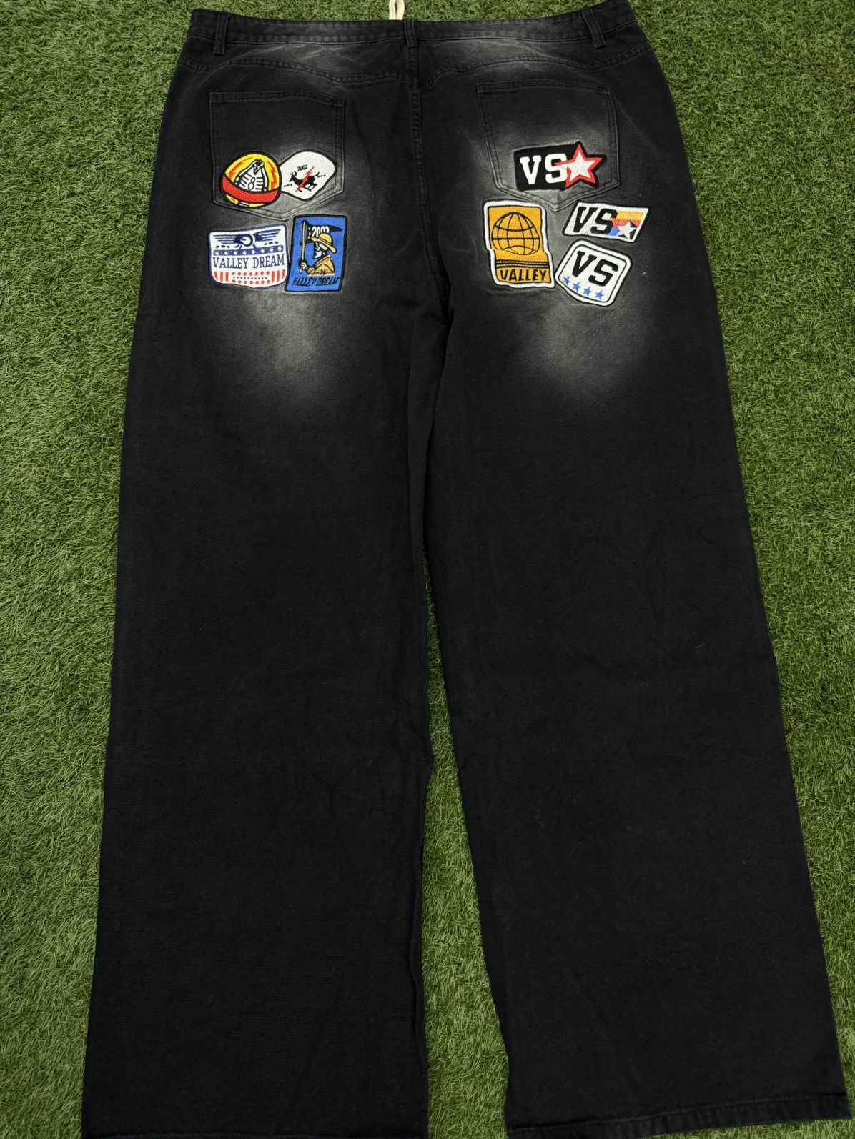 Vale Valley Baggy Patchwork Denim Black Jeans Size 38 (NEW) Size US 38 / EU 54 - 8 Thumbnail