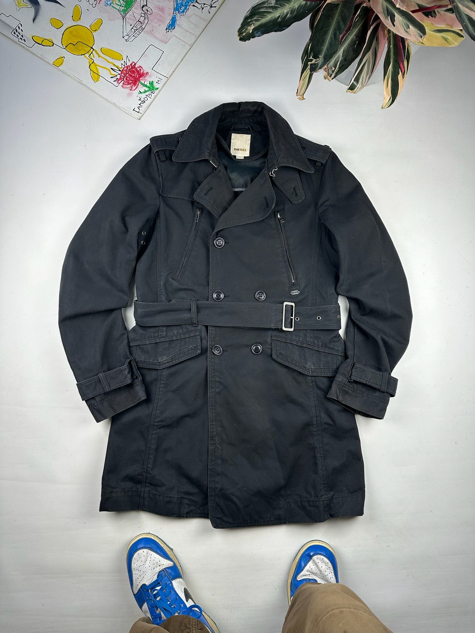 Diesel Diesel Black Belted Trench Coat Size US M / EU 48-50 / 2 - 2 Thumbnail