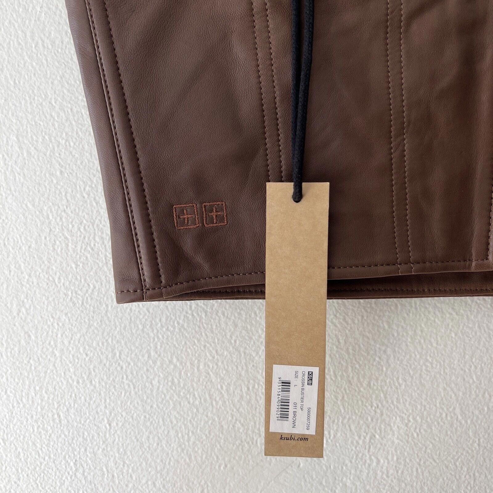 Ksubi brand new Ksubi Crossin Bustier Top brown leather large Size L / US 10 / IT 46 - 8 Thumbnail