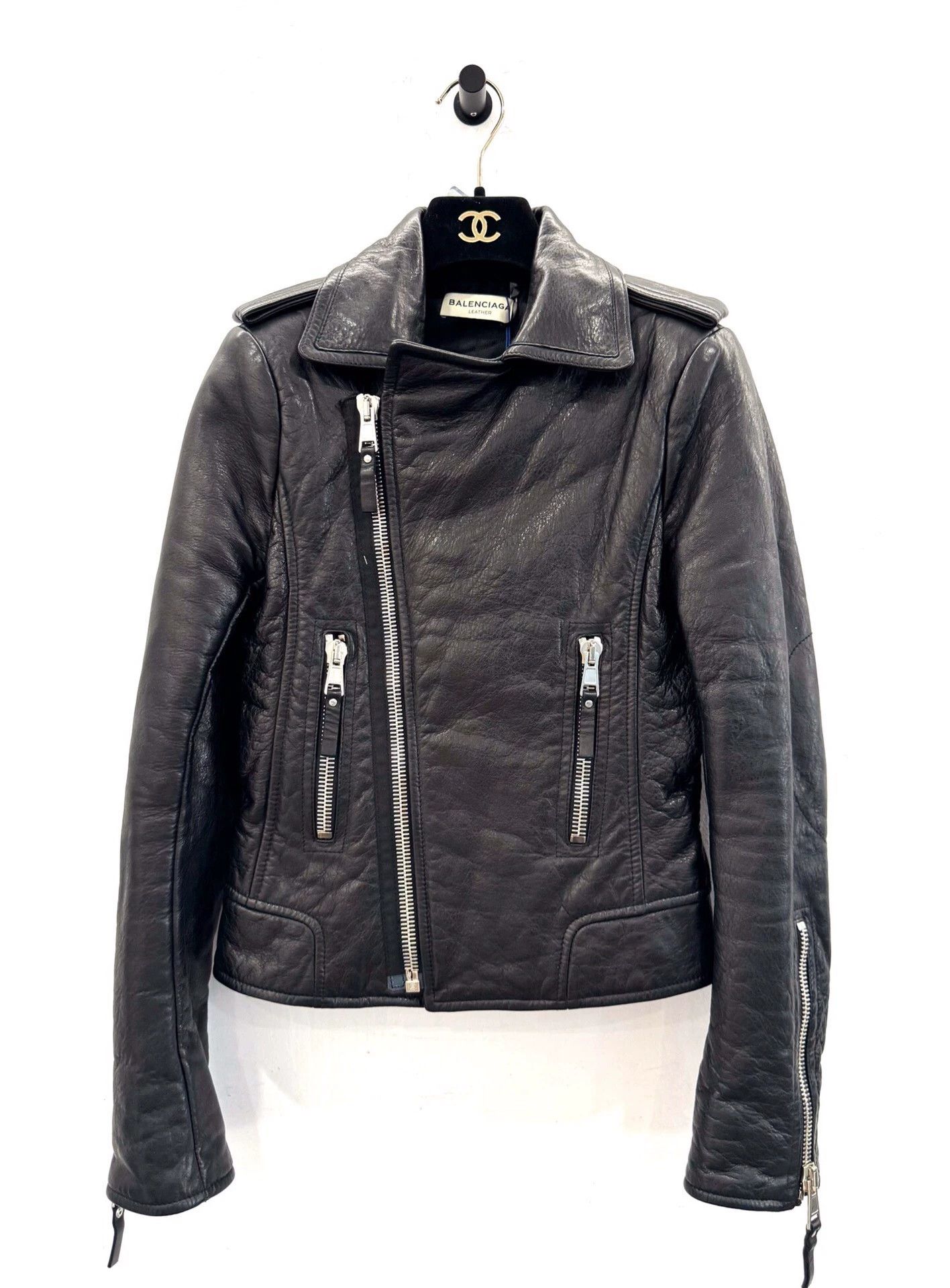 Balenciaga Balenciaga irregular zipper motorcycle leather jacket Size S / US 4 / IT 40 - 1 Thumbnail