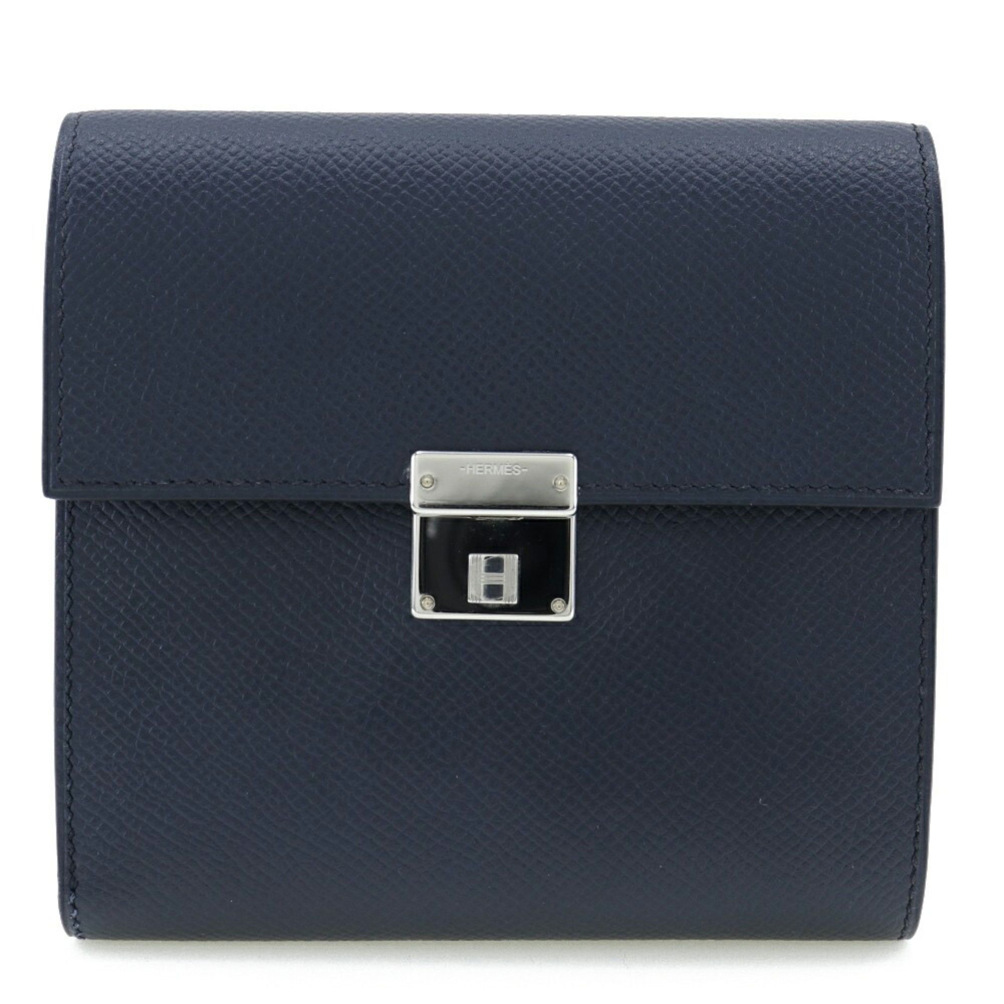 image of Hermes Click 12 Bifold Wallet Vaux Epson Made In France 2020 Black Y Flap Unisex, Women's