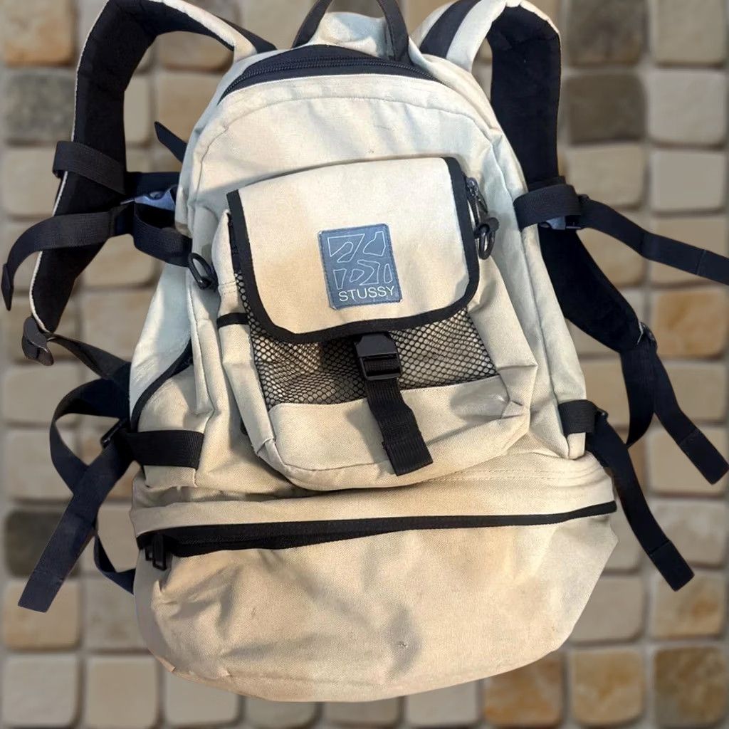 Logo 7 VINTAGE STUSSY 2WAY Backpack Shoulder Bag S Logo Rare USED Navy Tag 90s OLD Mens Size ONE SIZE - 1 Thumbnail