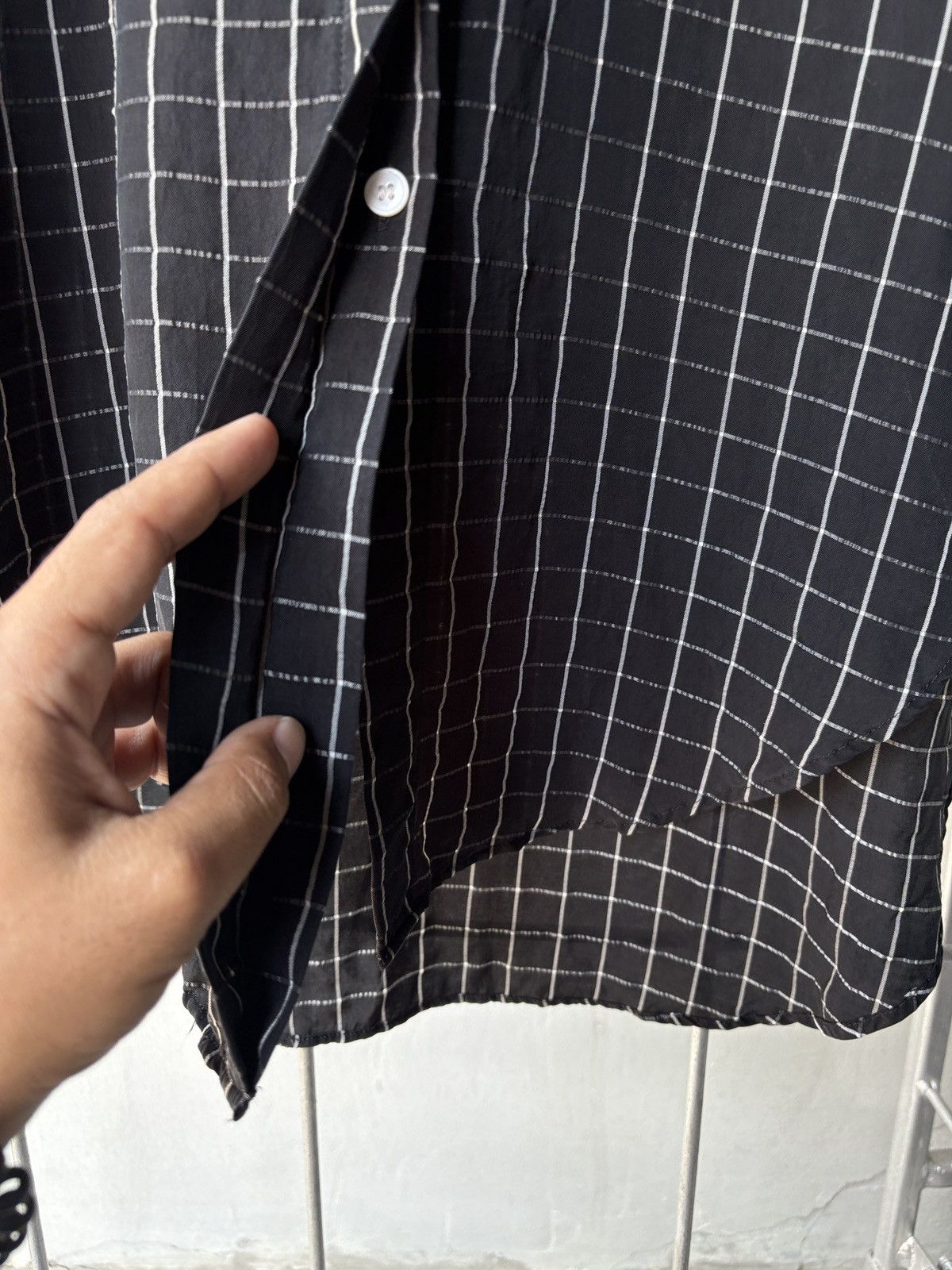 Y's × Yohji Yamamoto Y's Yohji Yamamoto grid black shirt dress. Size XS / US 0-2 / IT 36-38 - 19 Thumbnail