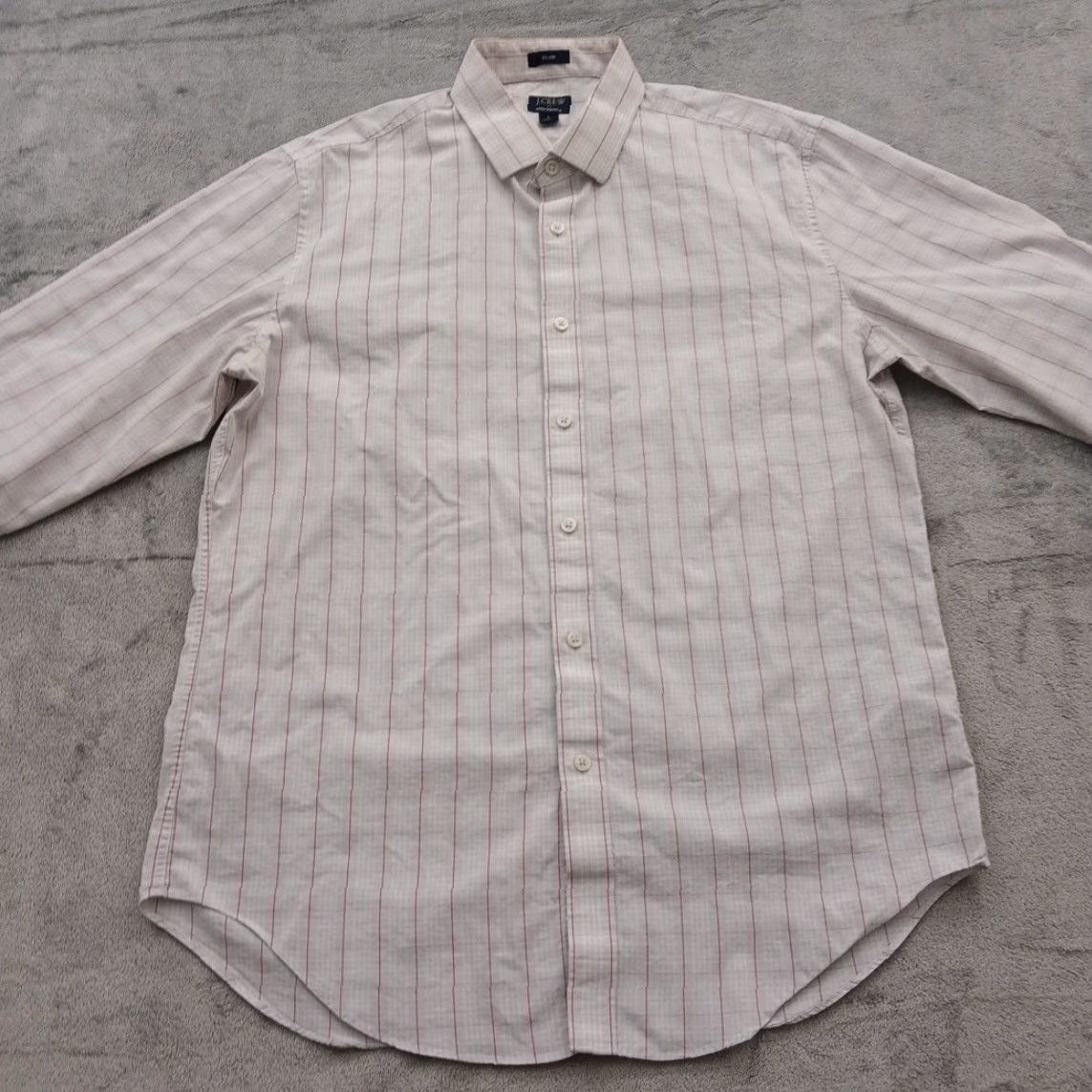 J.Crew J.CREW Shirt Mens Large Slim Gray Pink Plaid Long Sleeve Button Up Size US L / EU 52-54 / 3 - 4 Thumbnail