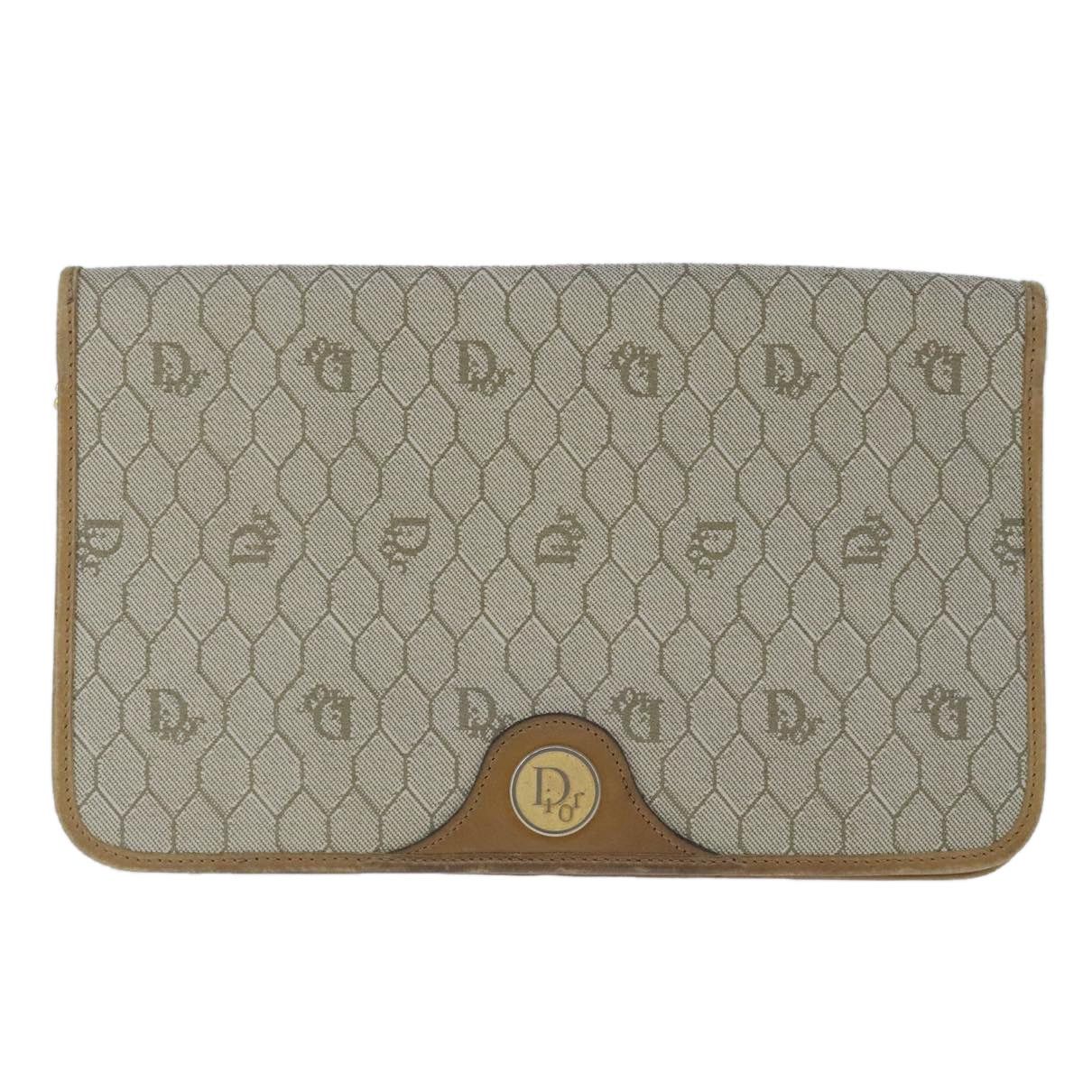 Dior DIOR Honeycomb Canvas Chain Shoulder Bag Beige Gold Size ONE SIZE - 13 Thumbnail