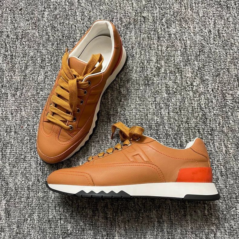 Hermes Hermes Brown Leather Sneakers Size 36.5-2506 Size US 8 / IT 38 - 2 Thumbnail