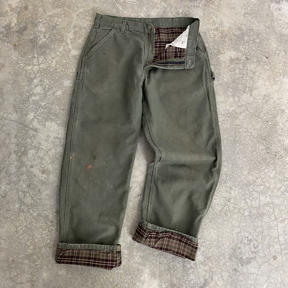 VTG Carhartt Blanket Lined Moss Green Carpenter Work Pants