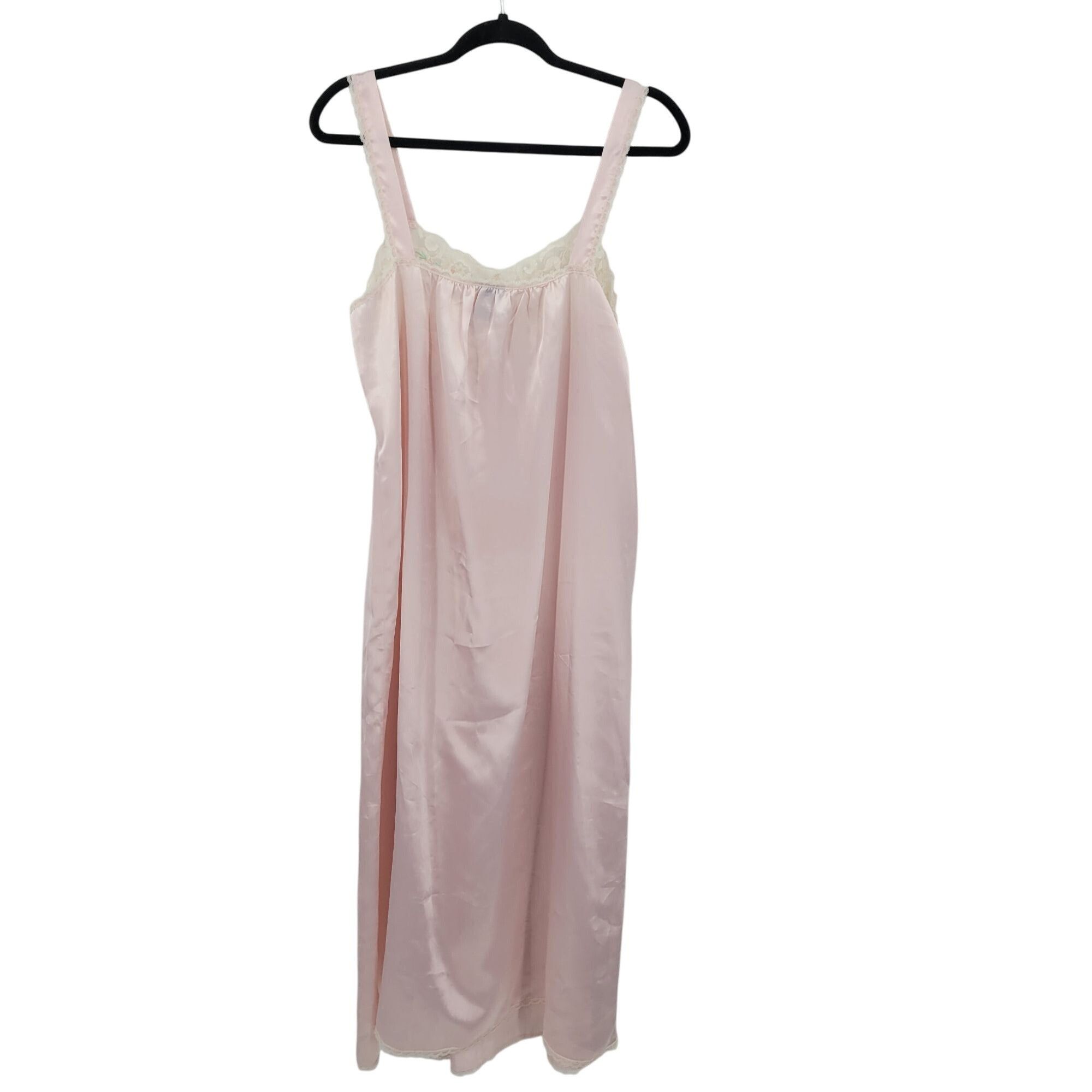 Vintage Vintage Sugar Plum Pastel Pink Nightgown Lace Trim Maxi Sz M Size ONE SIZE - 6 Thumbnail
