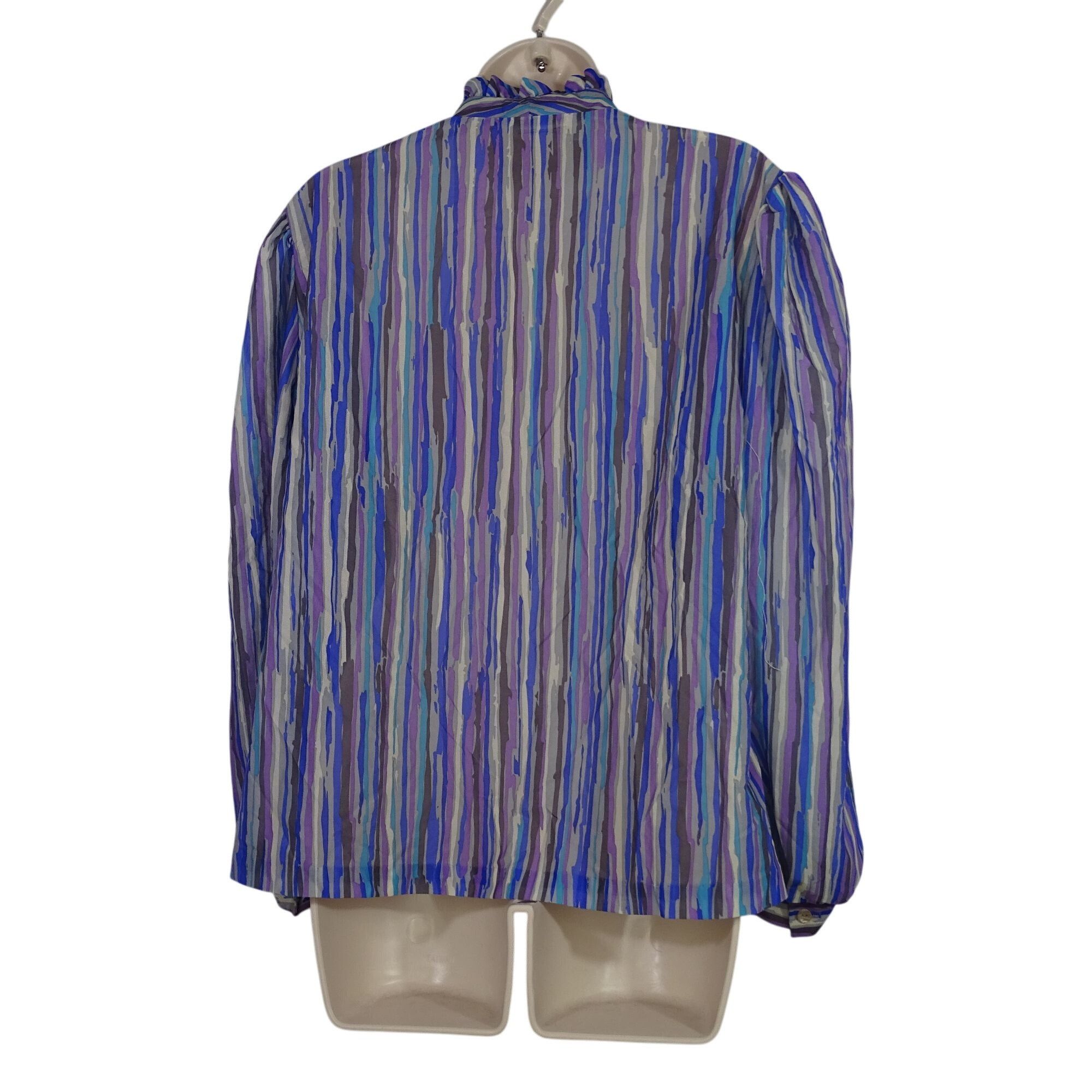 Other Vintage 80s Teddi Of California Stripe Ruffle Blouse Size 18 Size XXL / US 16-18 / IT 52-54 - 5 Thumbnail