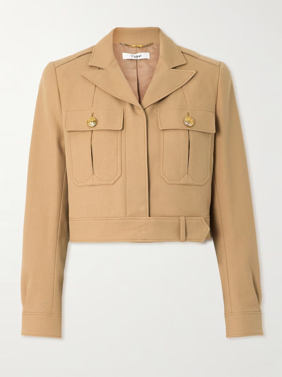 Chloe o1loc1c11025 Cropped Saharienne Jacket in Worn Brown Size S / US 4 / IT 40 - 1 Thumbnail