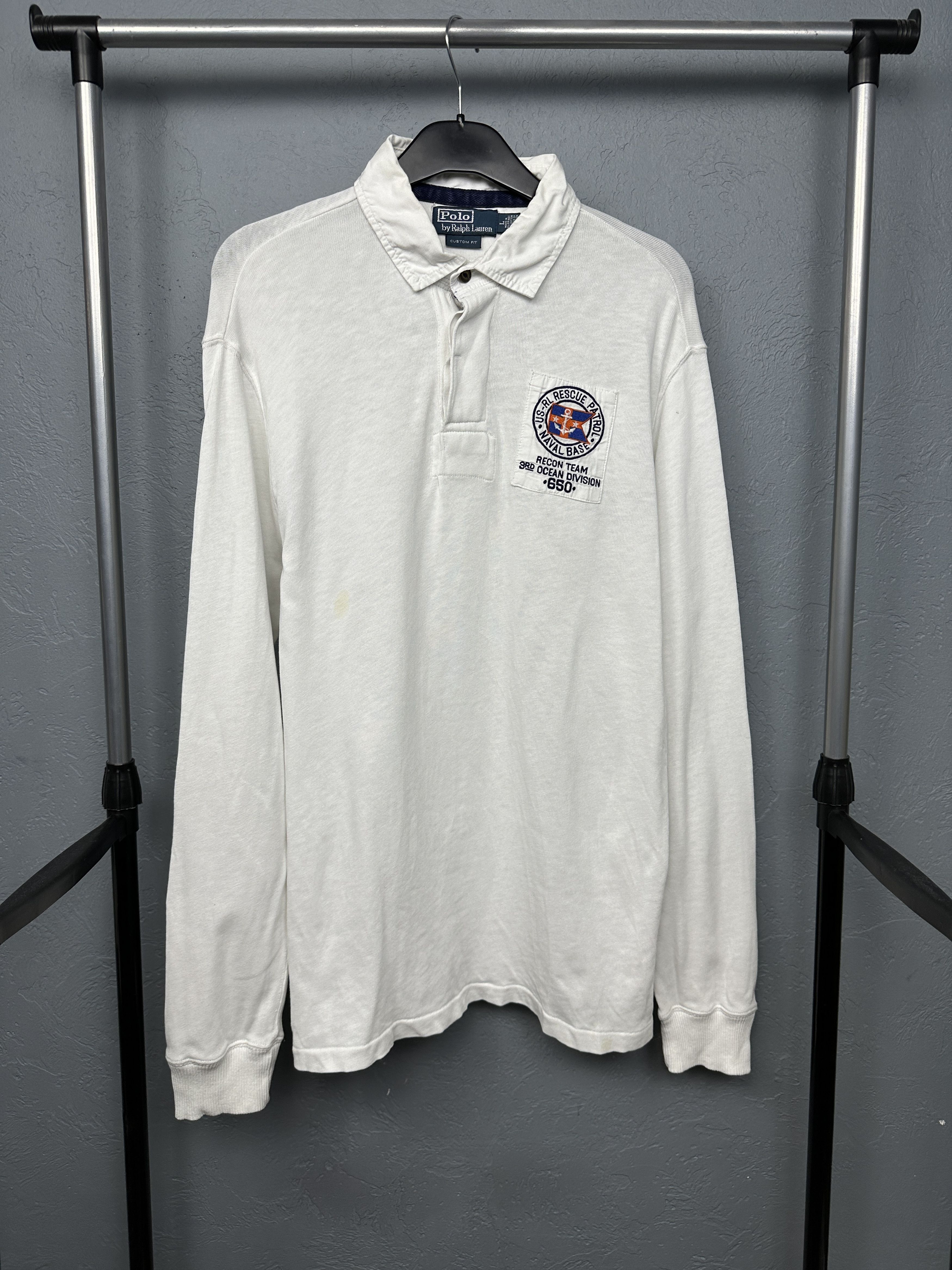 Polo Ralph Lauren Polo Ralph Lauren Vintage Mens Rugby Long Sleeve Polo Shirt Size US L / EU 52-54 / 3 - 3 Thumbnail