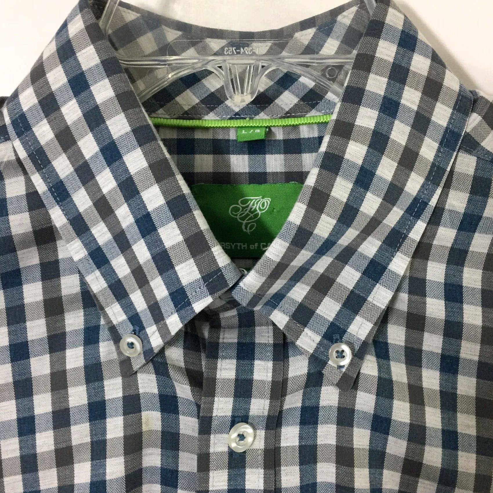 Vintage Forsyth Of Cananda Shirt Mens Large Gray Blue Check Long Sleeve Button Front Size US L / EU 52-54 / 3 - 2 Thumbnail