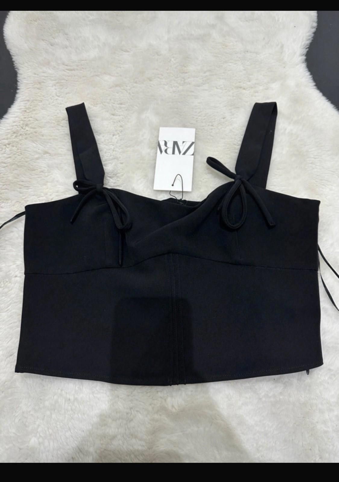 Zara ZARA short black top with straps BNWT Size M / US 6-8 / IT 42-44 - 2 Thumbnail